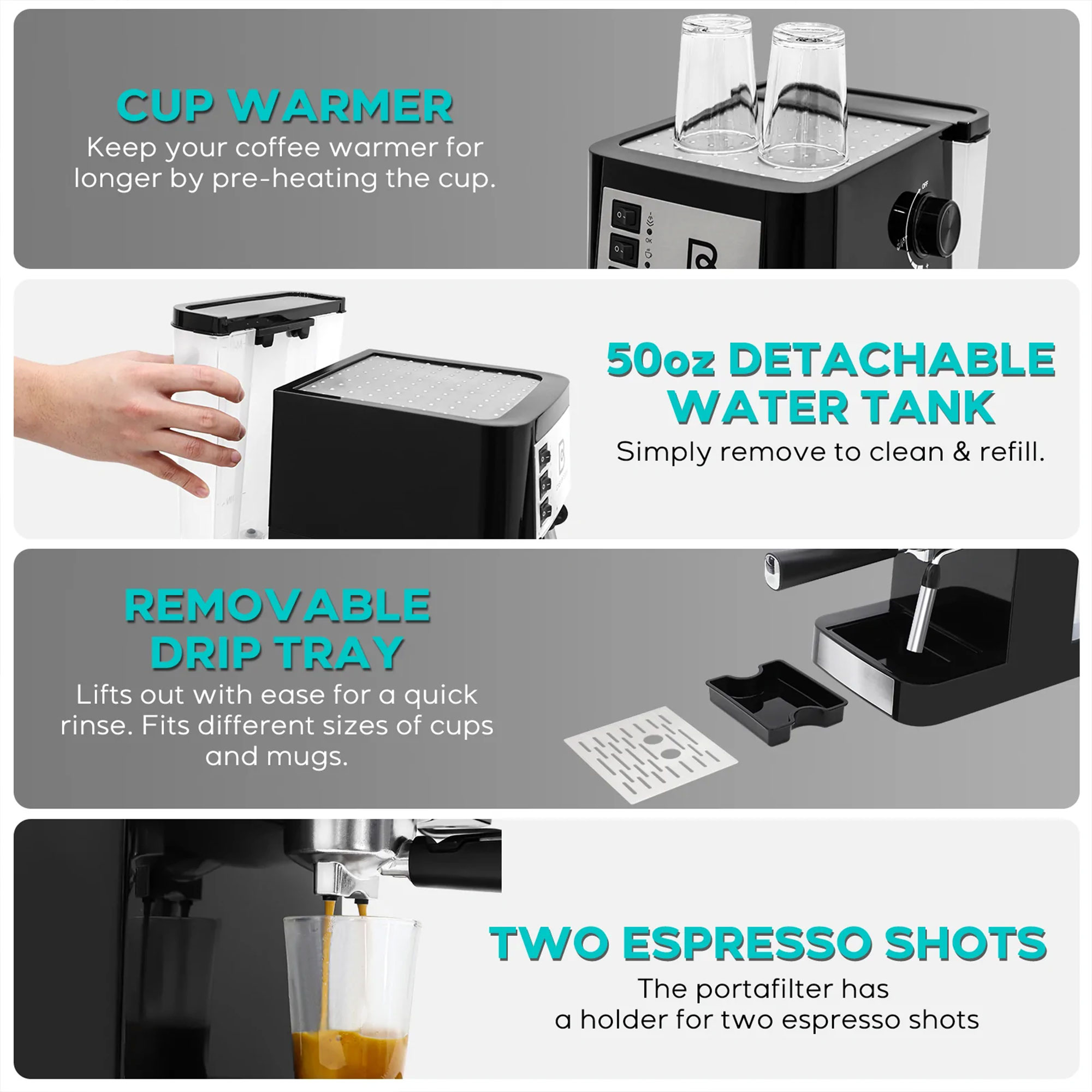 CASABREWS Macchina Da Caffè Espresso A 20 Bar, Macchina Da Caffè - Foto 12