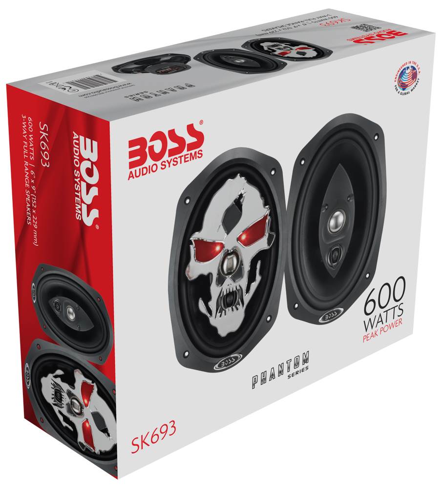 2) NEW BOSS SKULL SK693 6x9" 600W 3 Way Coaxial Car Speakers Stereo