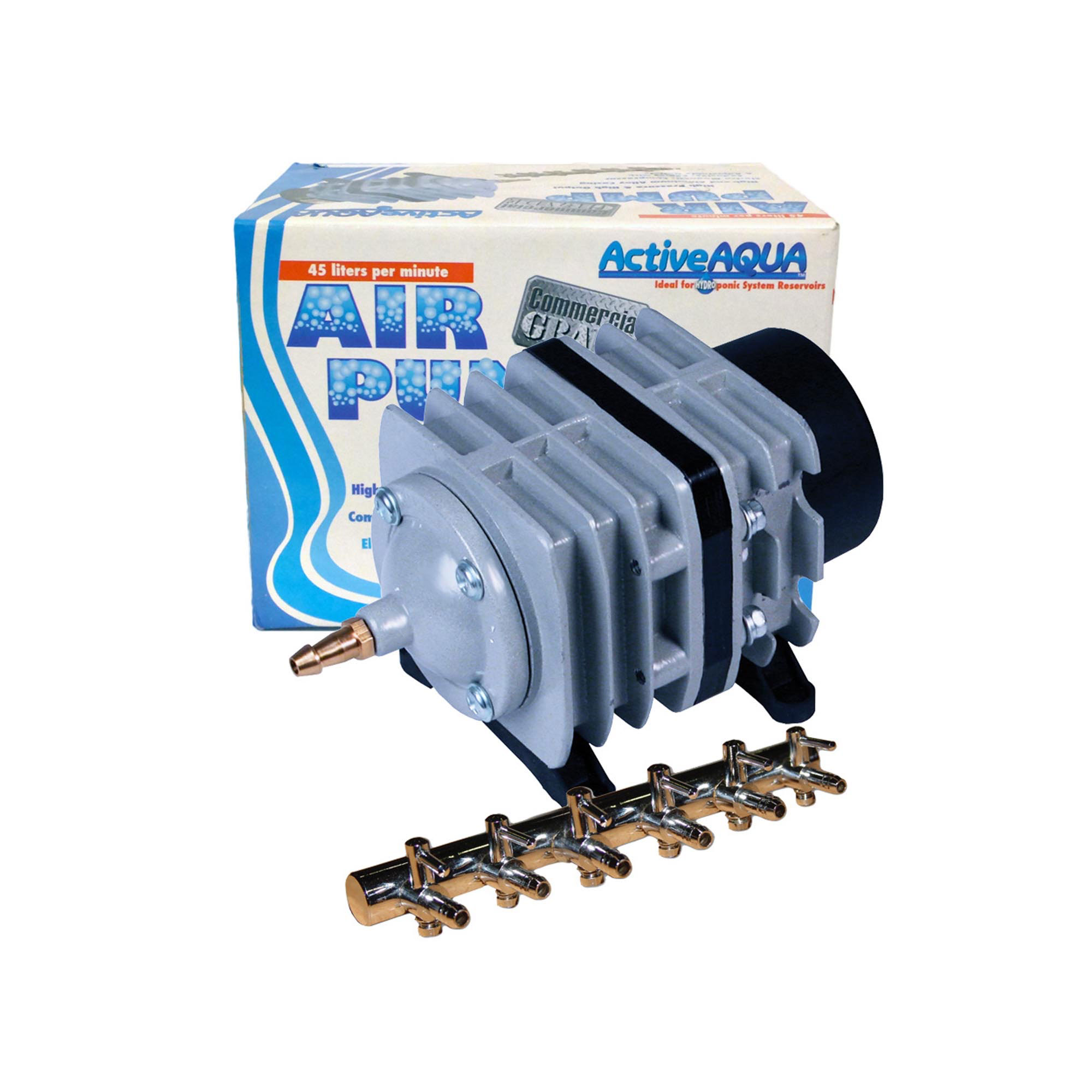 Hydrofarm Aapa45l Commercial Pond Air Pump 6 Outlet 45 Lpm