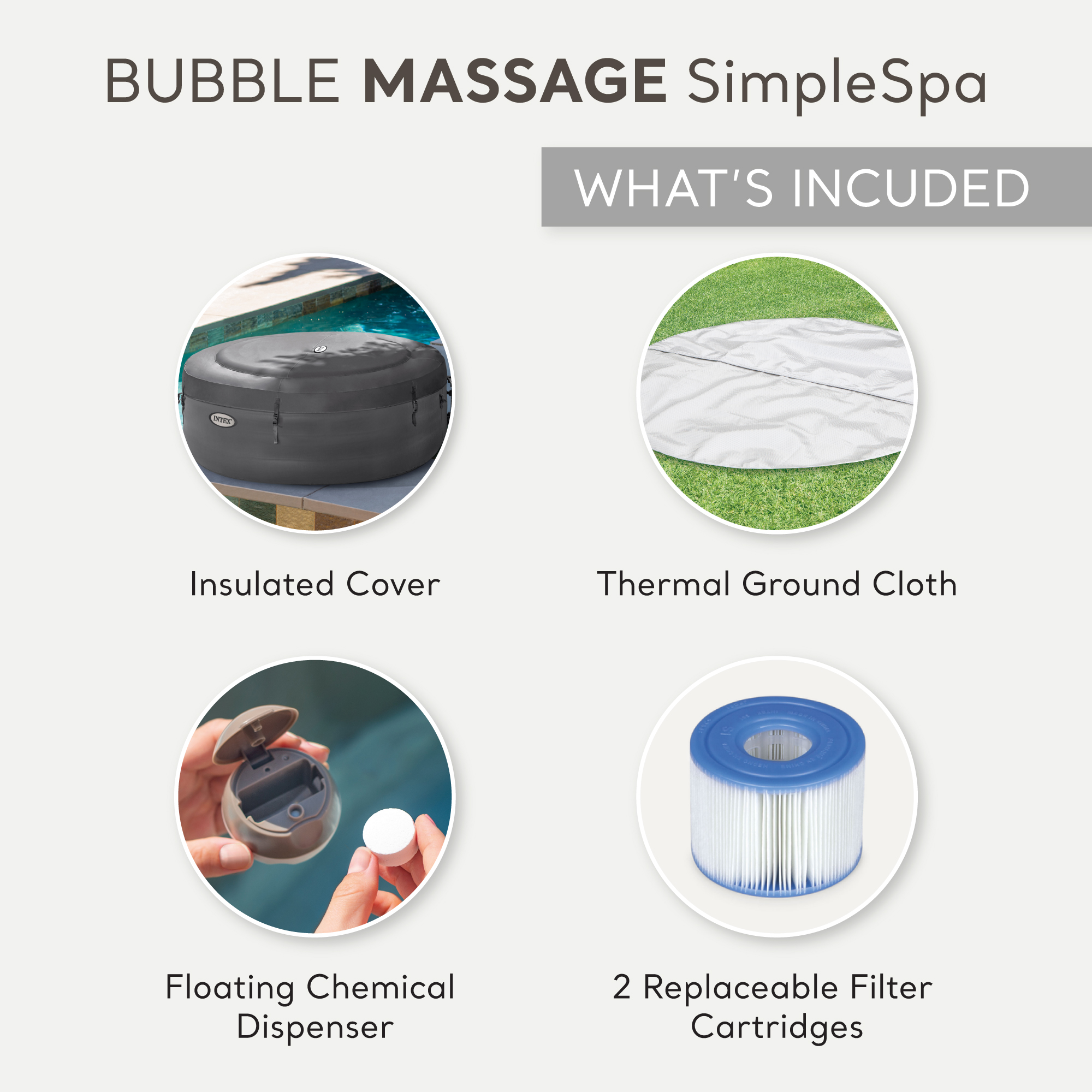 Intex SimpleSpa Bubble Massage 4 Person Inflatable Hot Tub with Insulated Cover - Bild 6 von 12