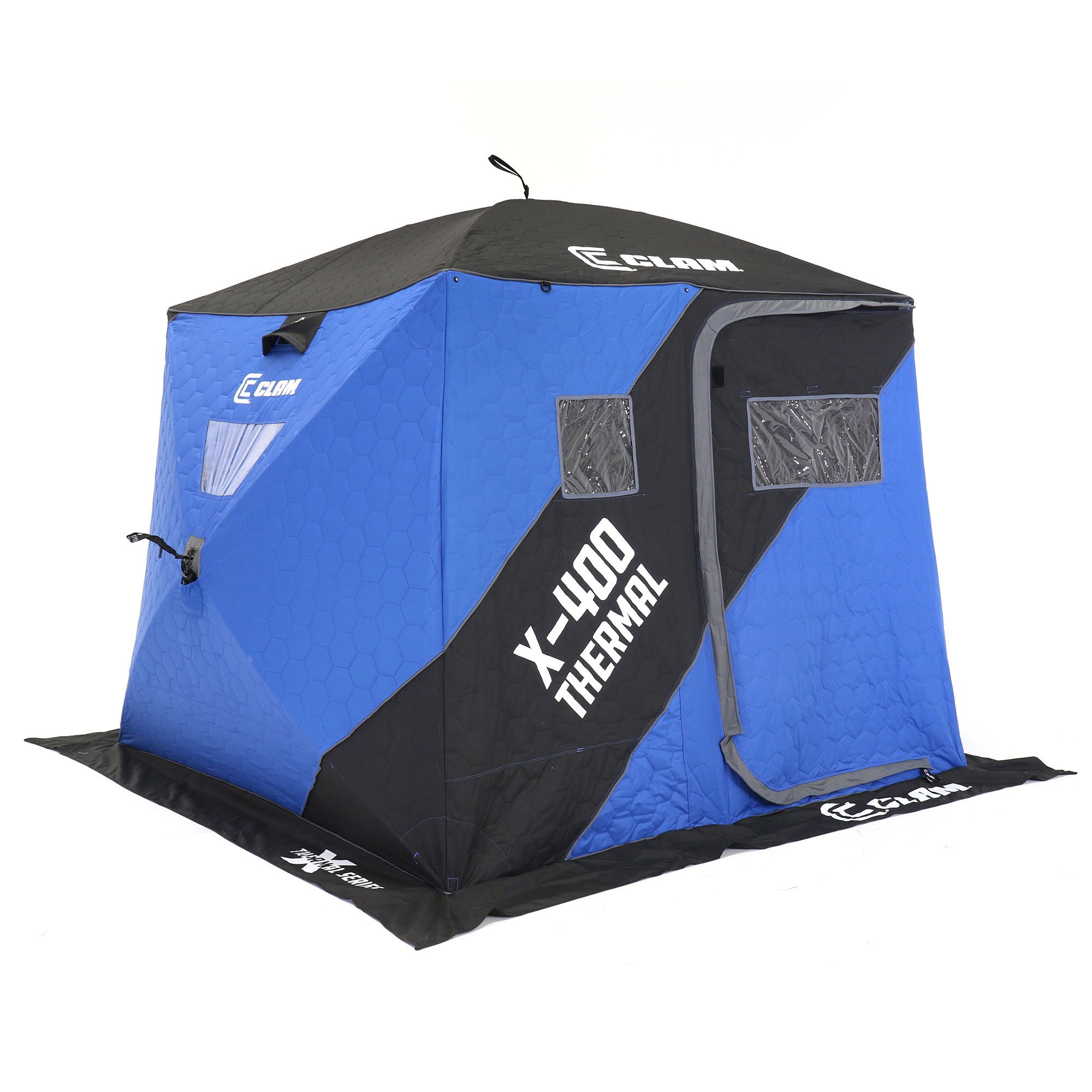 CLAM X-400 Portable 8 Ft 4 Person Pop Up Ice Fishing Thermal Hub