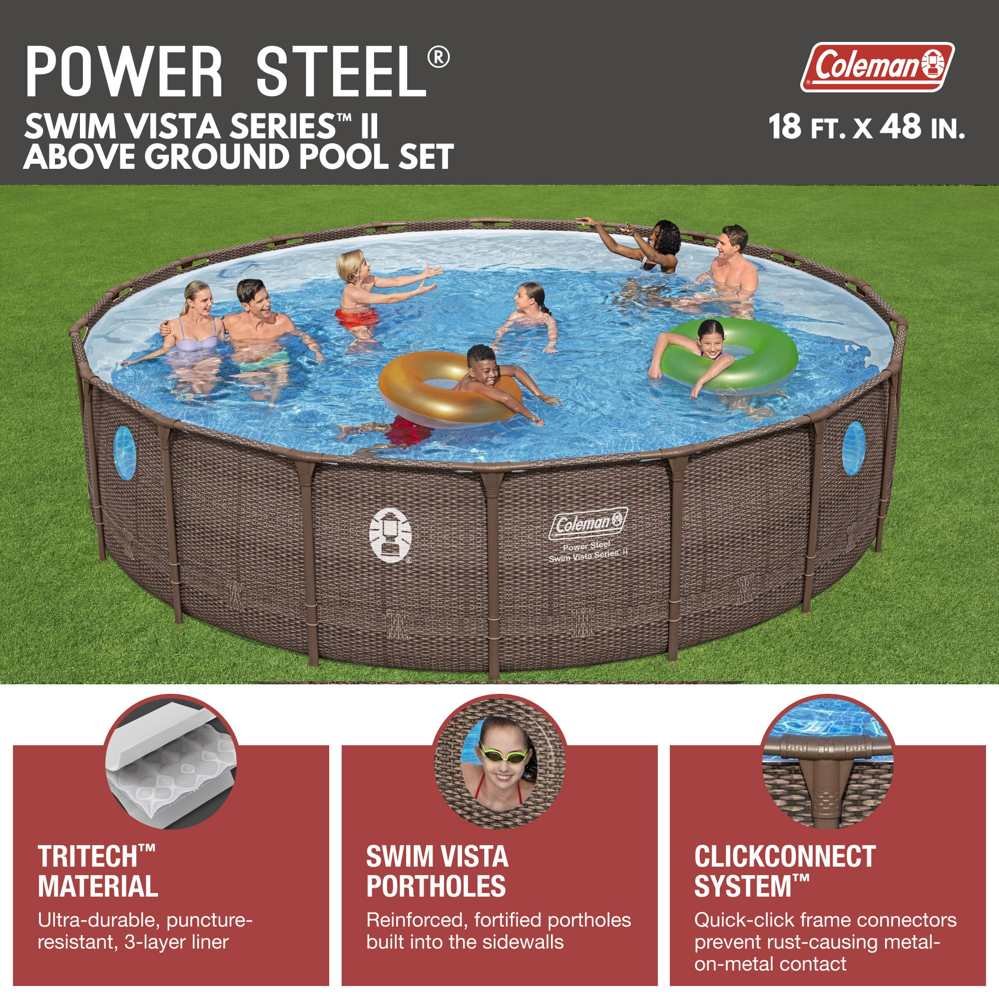 Coleman Power Steel Swim Vista 18' x 48
