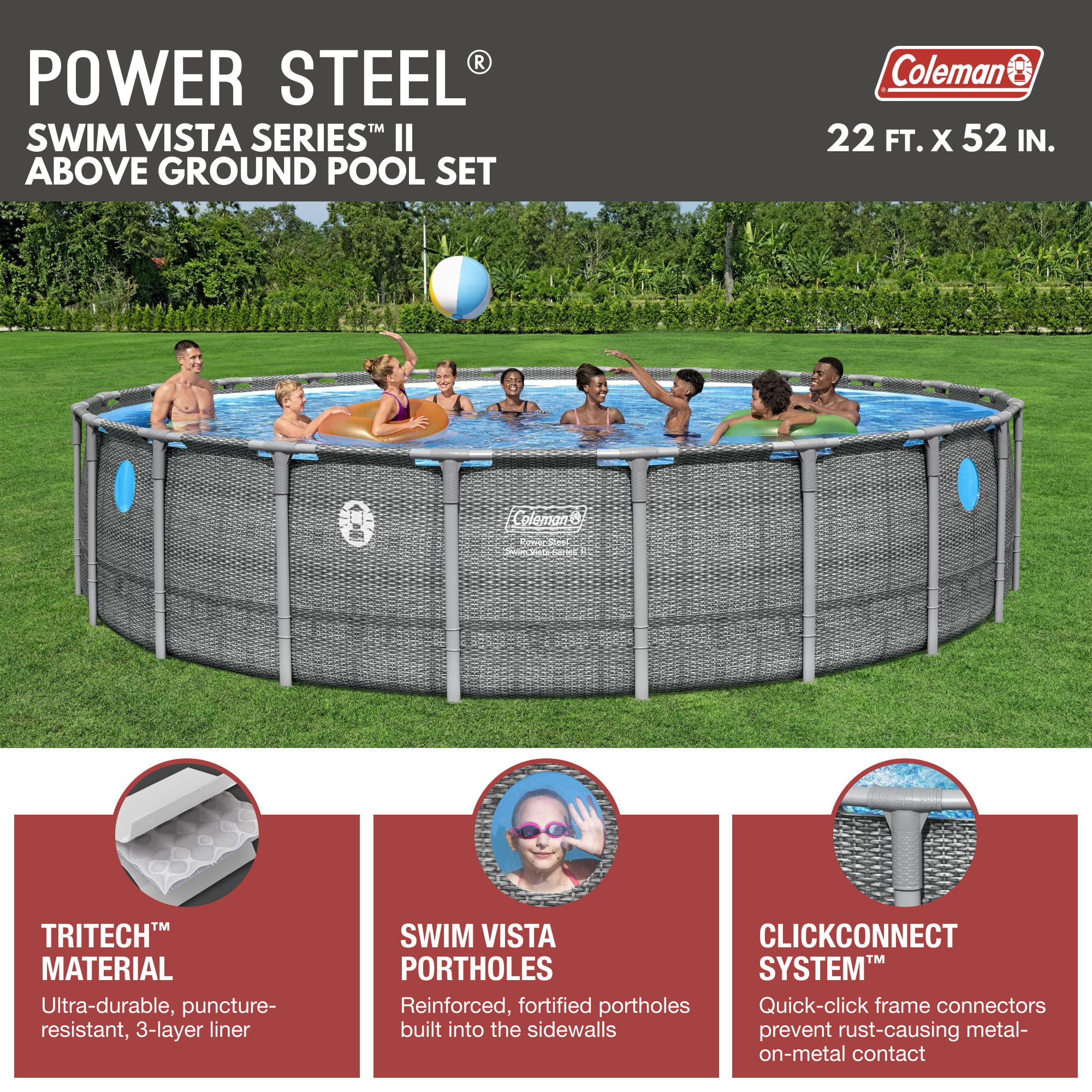 Coleman Power Steel 22' x 52