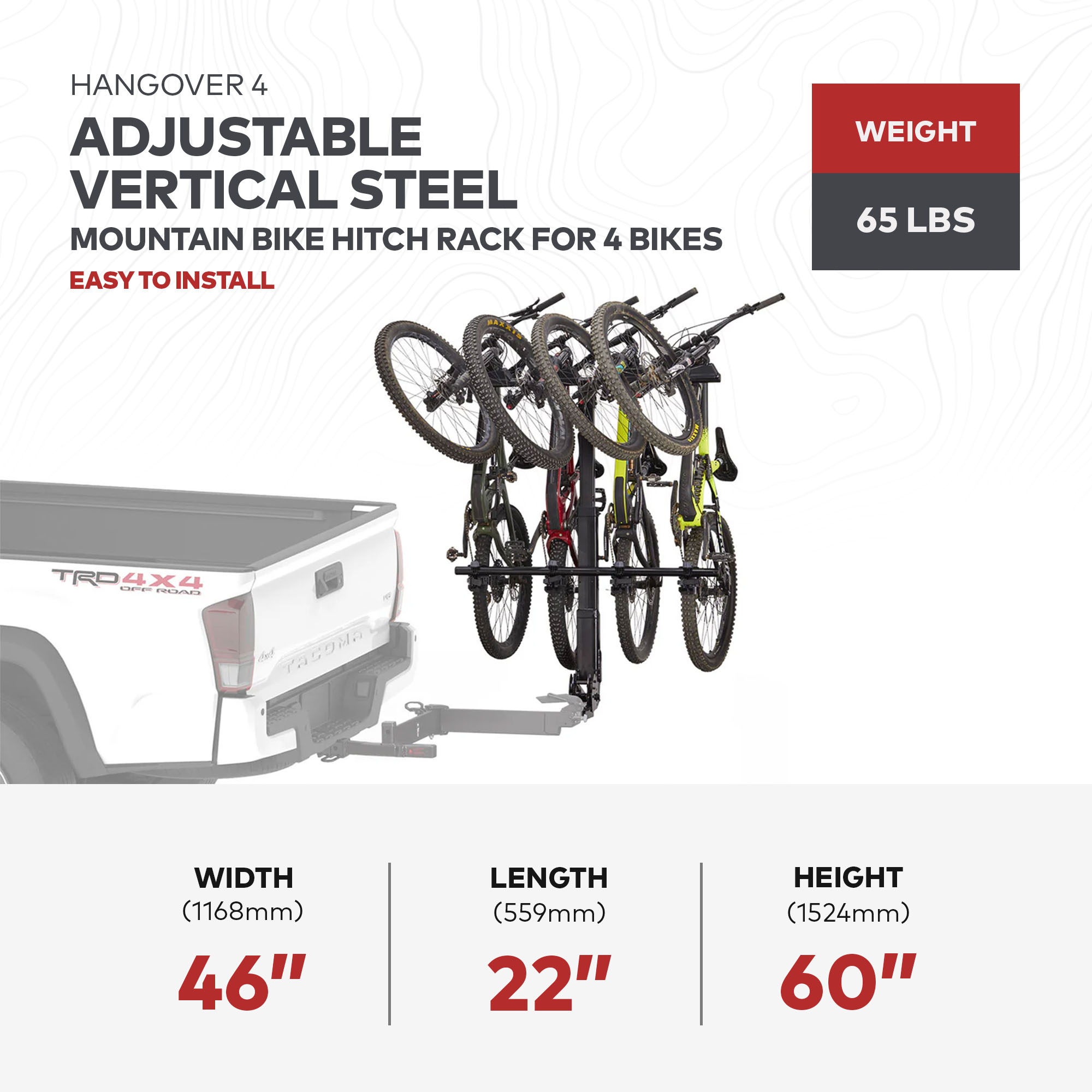 Yakima HangOver 4 Adjustable Vertical Steel Mountain Bike Hitch