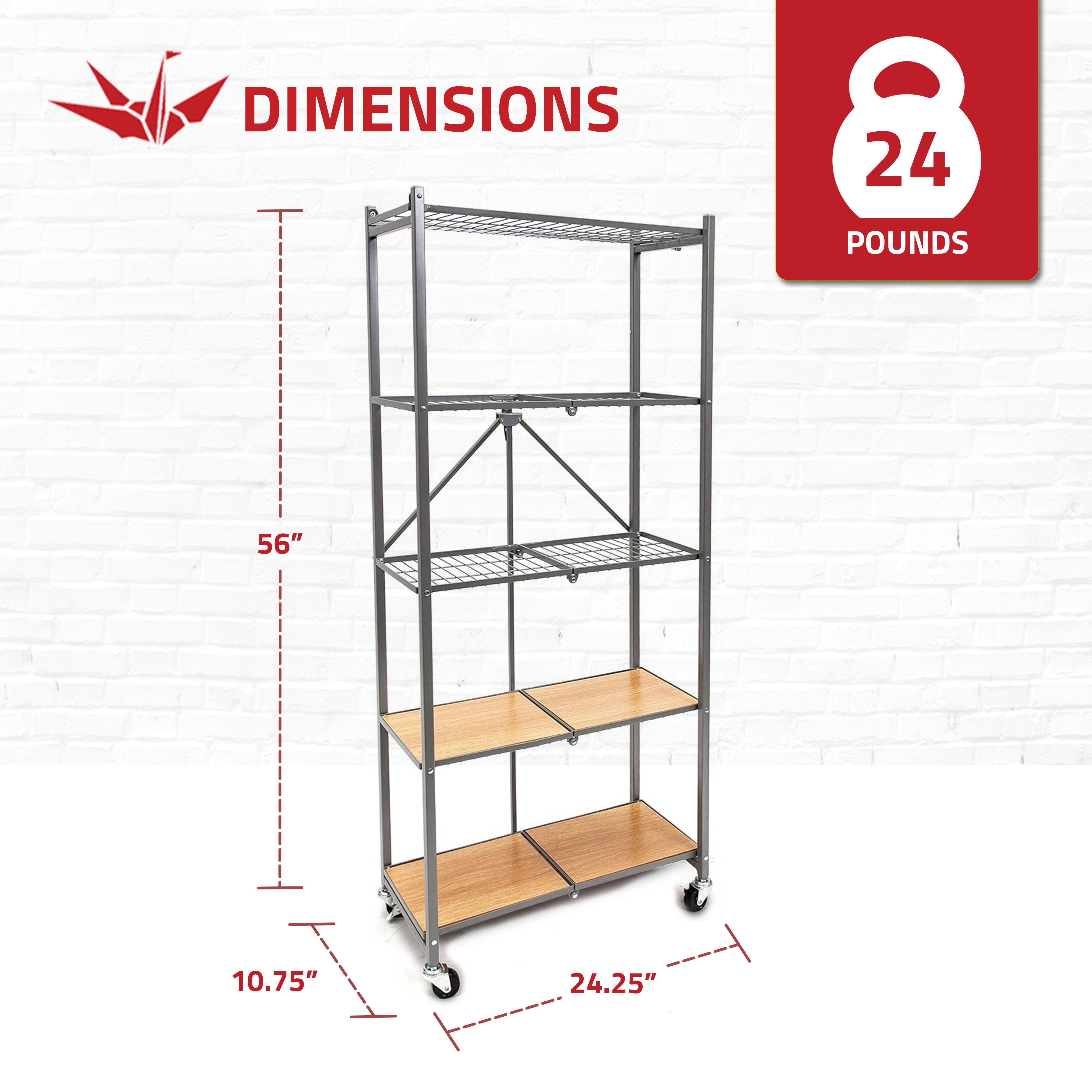 Origami RPR Series 5 Shelf Slim Steel Pantry Rack Holds up to 100 lb (Open Box) - Picture 3 of 9