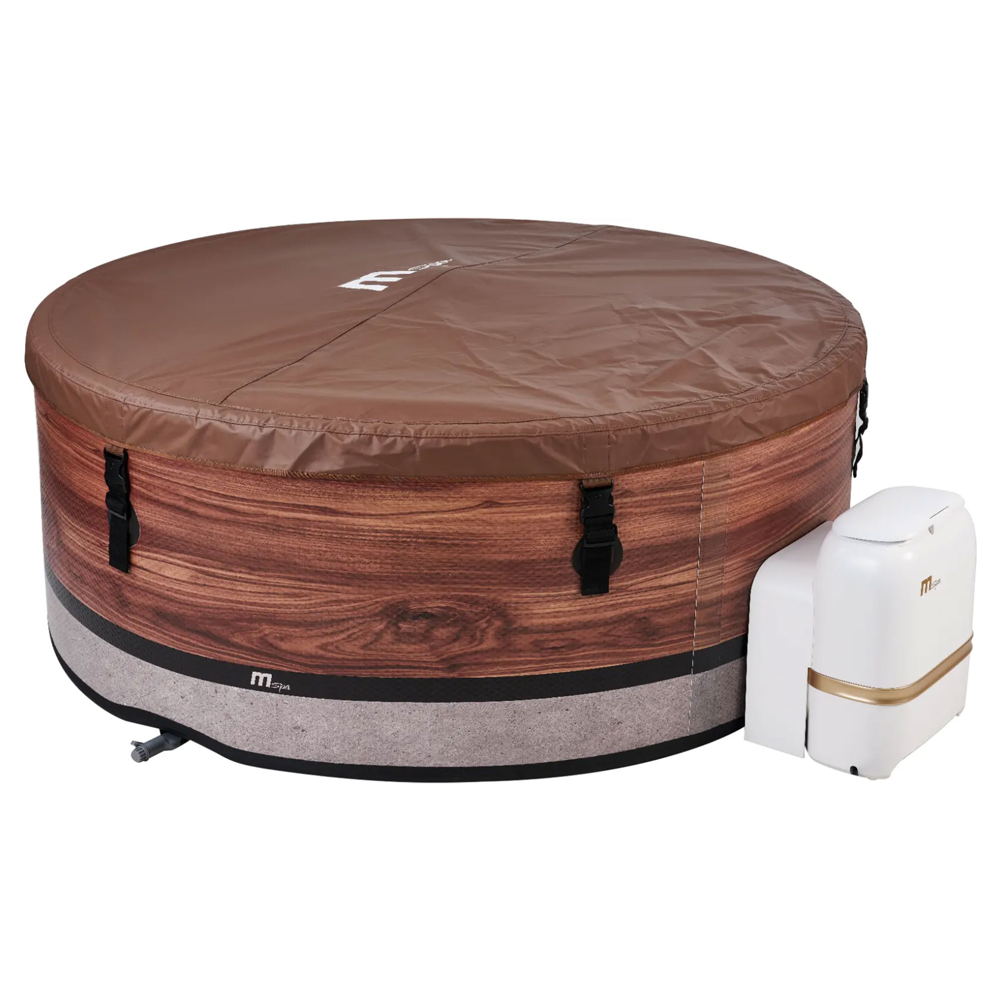 M Spa Duet 138 Jets 930L 6 Person Bubble Hot Tub Spa with Control Box, Woodgrain