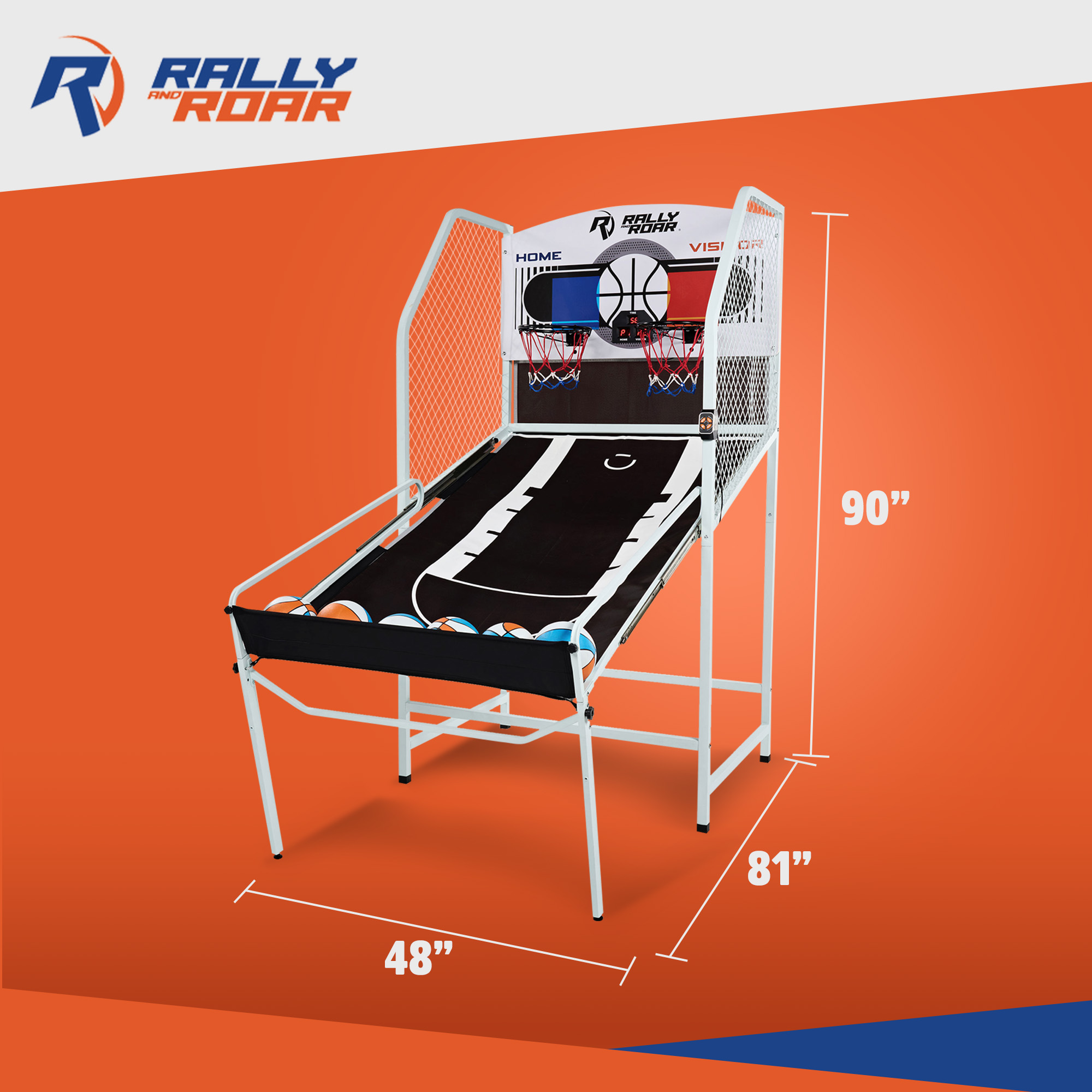 Rally and Roar 2 Player Foldable Arcade Cage Basketball Game (Open Box)