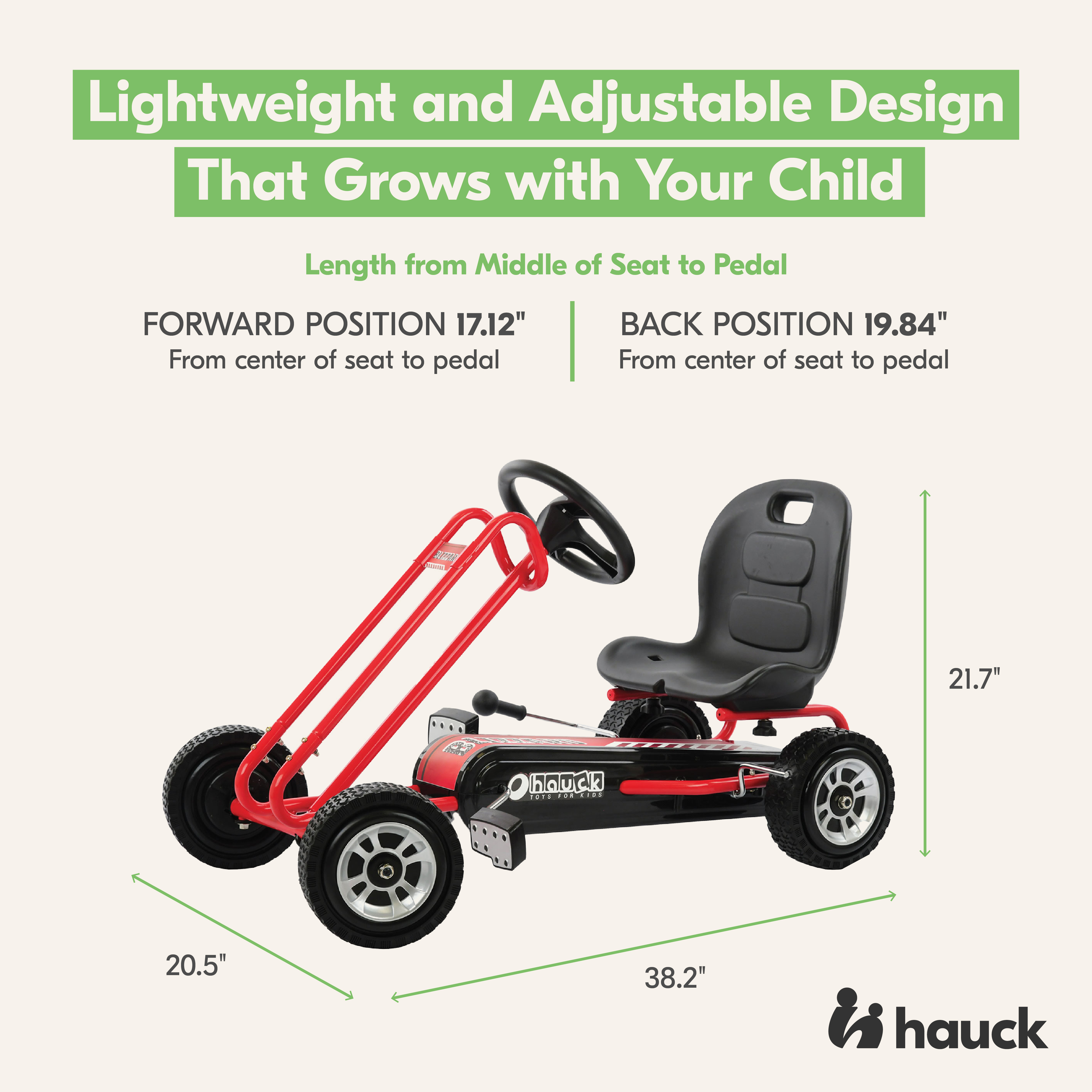 hauck Lightning Ergonomic Pedal Ride On Go Kart for Boys & Girls