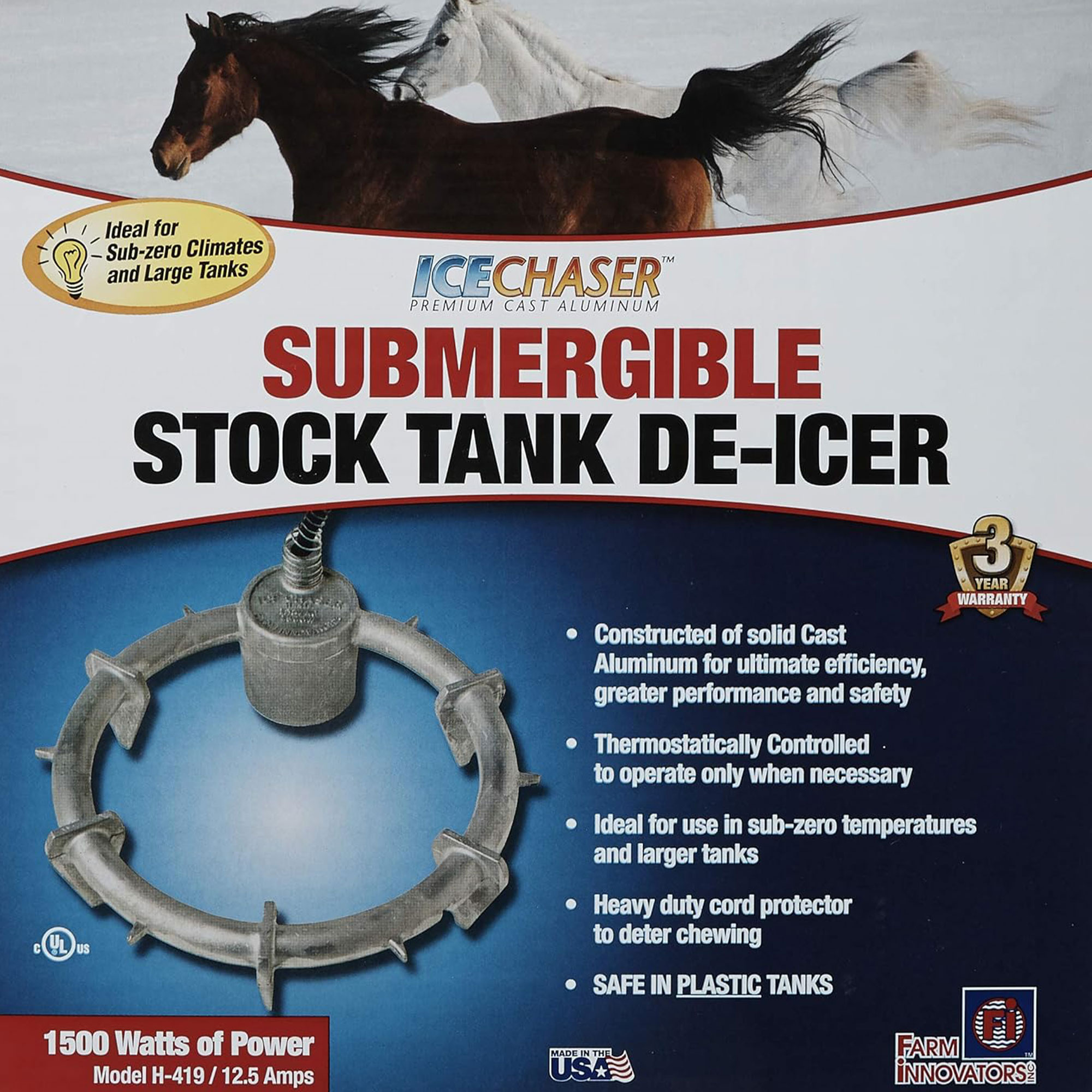 Farm Innovators Ice Chaser Aluminum Submergible Tank De-Icer w/Protector, 2 Pack - Picture 6 of 11