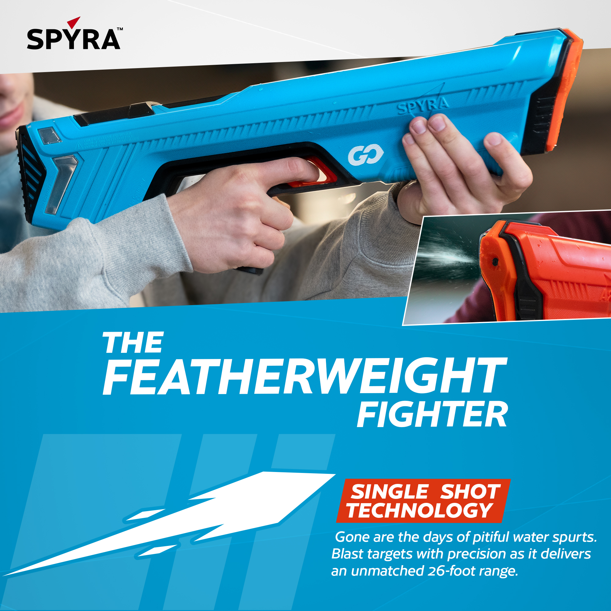 SPYRA Electric Water Blaster, Outdoor Squirt Toy Game, SpyraGO