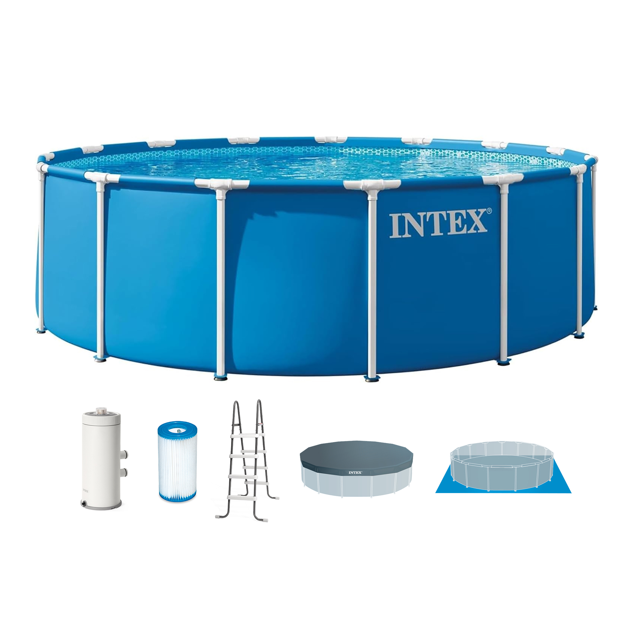 Intex 28241EP 15ft x 48in Metal Frame Pool Set with Pump & Cover