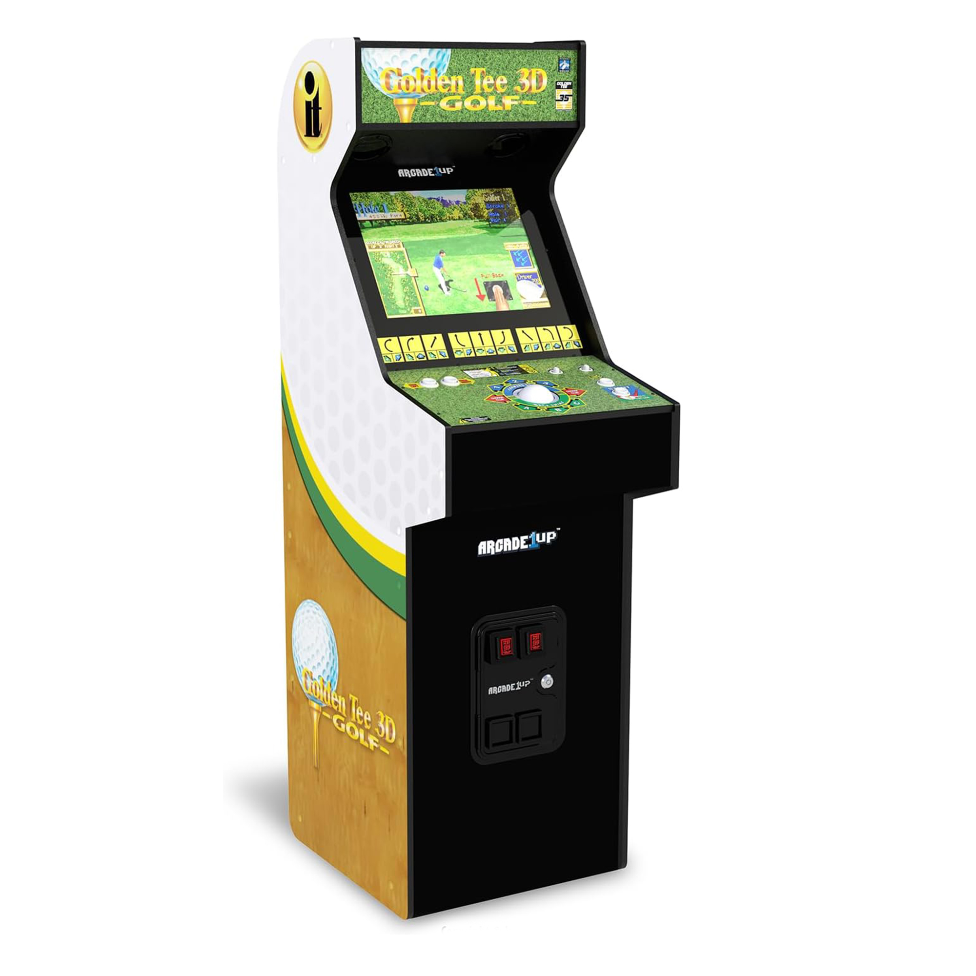 Arcade1Up Golden Tee 3D Deluxe Arcade Console Video Game Machine, 5-Foot Cabinet