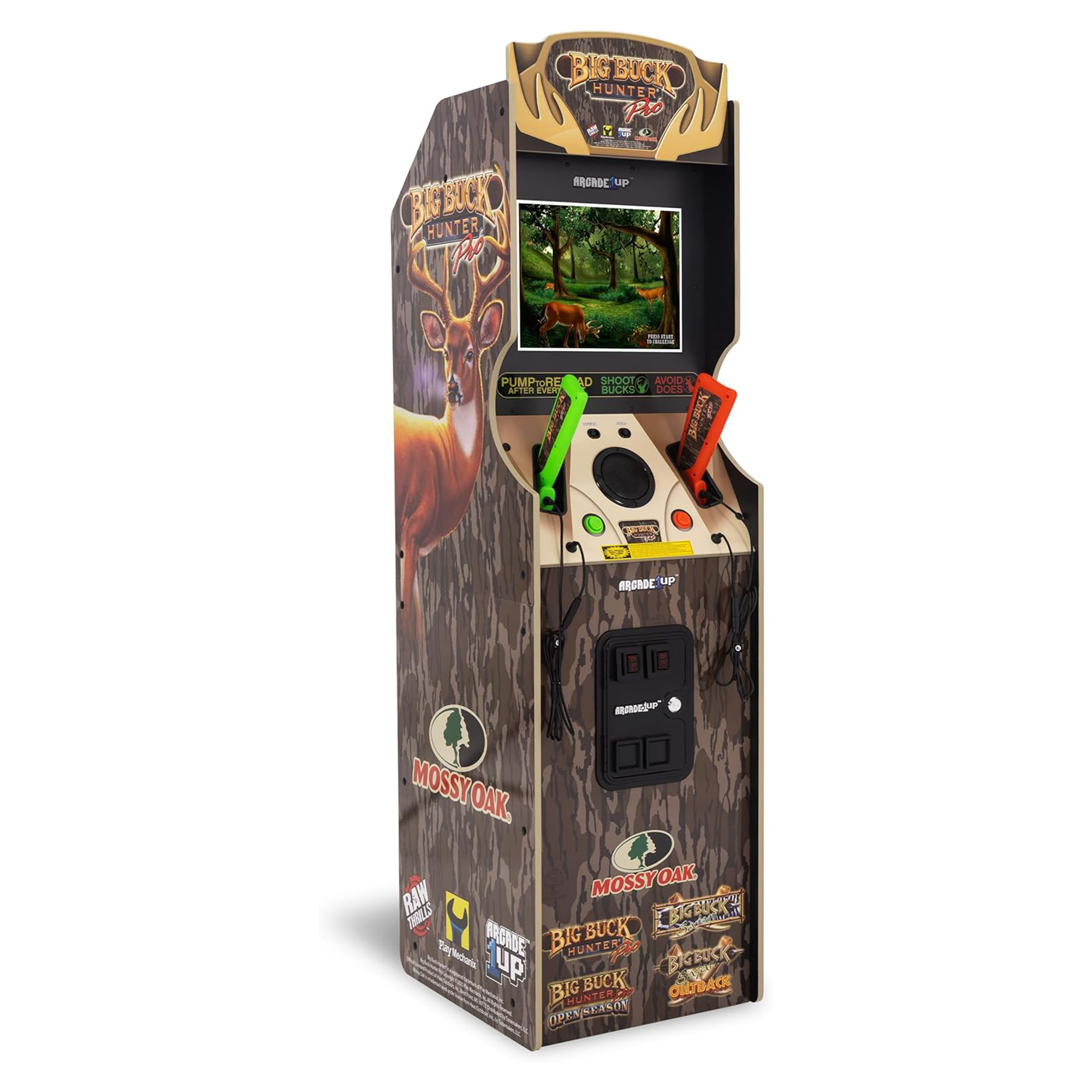 Arcade1Up Big Buck Hunter Mossy Oak Deluxe Arcade Machine with Dual Light Guns