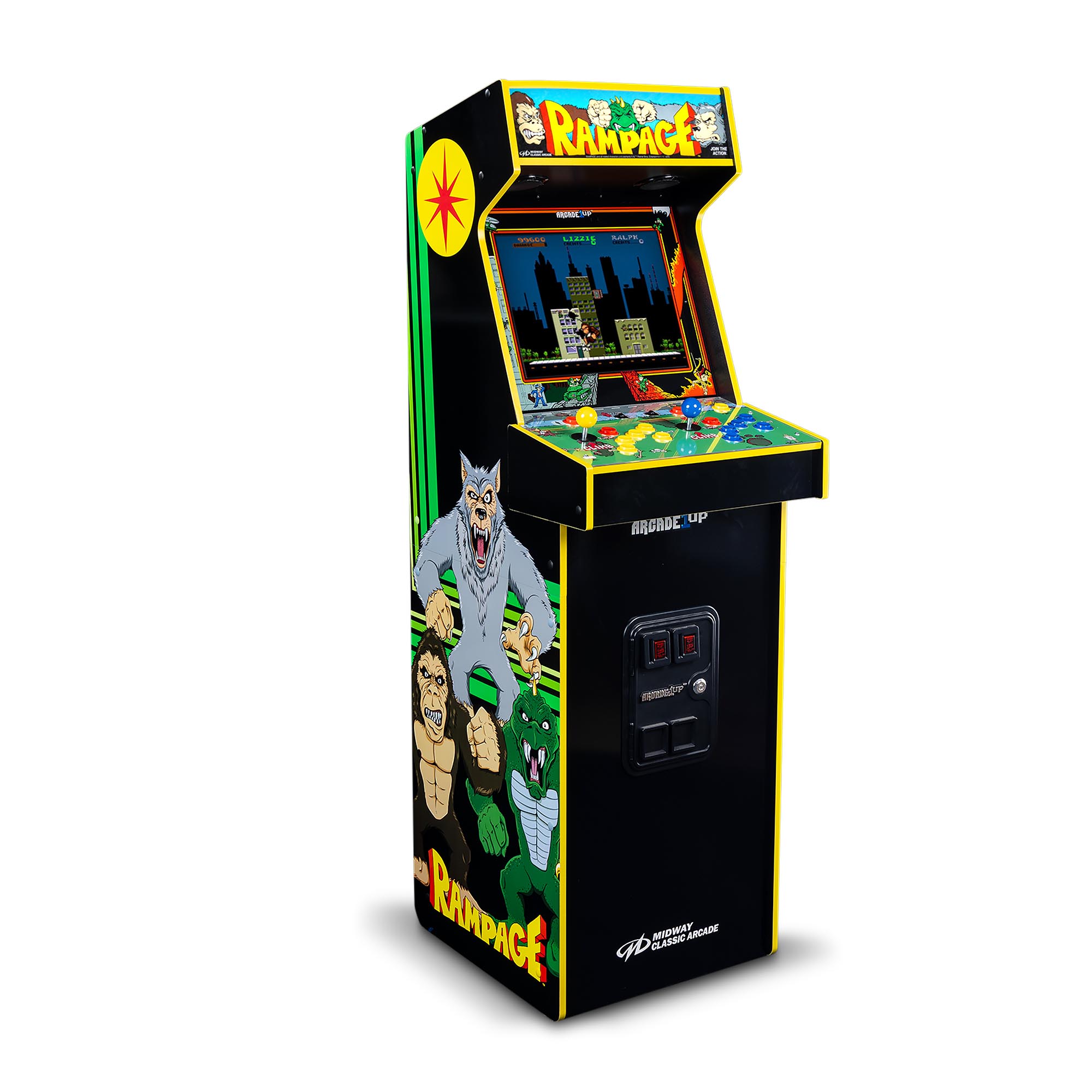 Arcade1Up Rampage, Joust Deluxe Arcade Machine with 14 Classic Midway ...