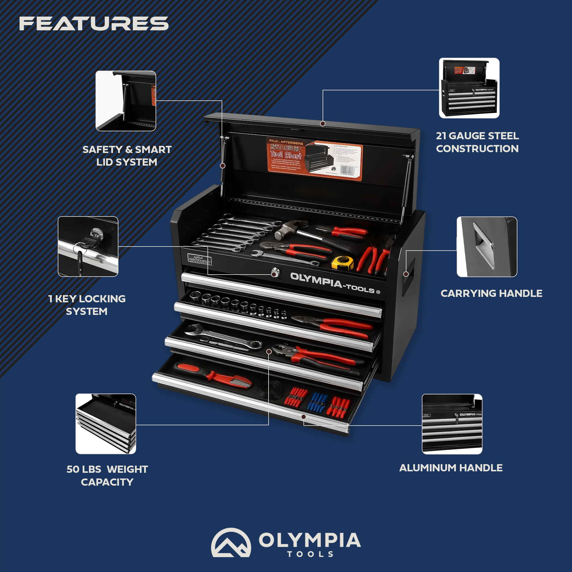 ポール・ジョビ　ビデオディスク 8点セット Olympia Tools 26-Inch Portable Tool Chest, 4 Drawers, Locking