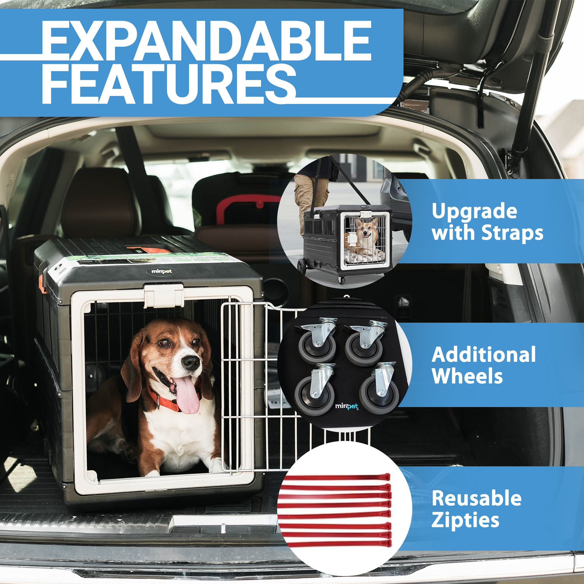 MIRAPET USA 折り畳みペットケージ IATA準拠 Mirapet Pet Carrier, Collapsible Portable Kennel for Small Cats