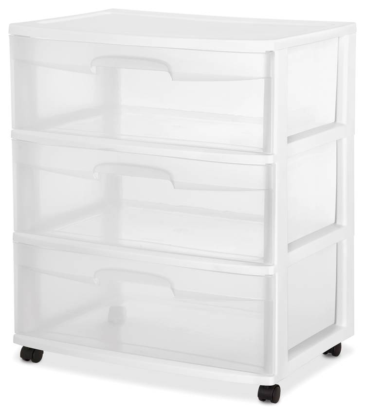 Sterilite Home 3Drawer Cart Clear Portable Durable Storage Container
