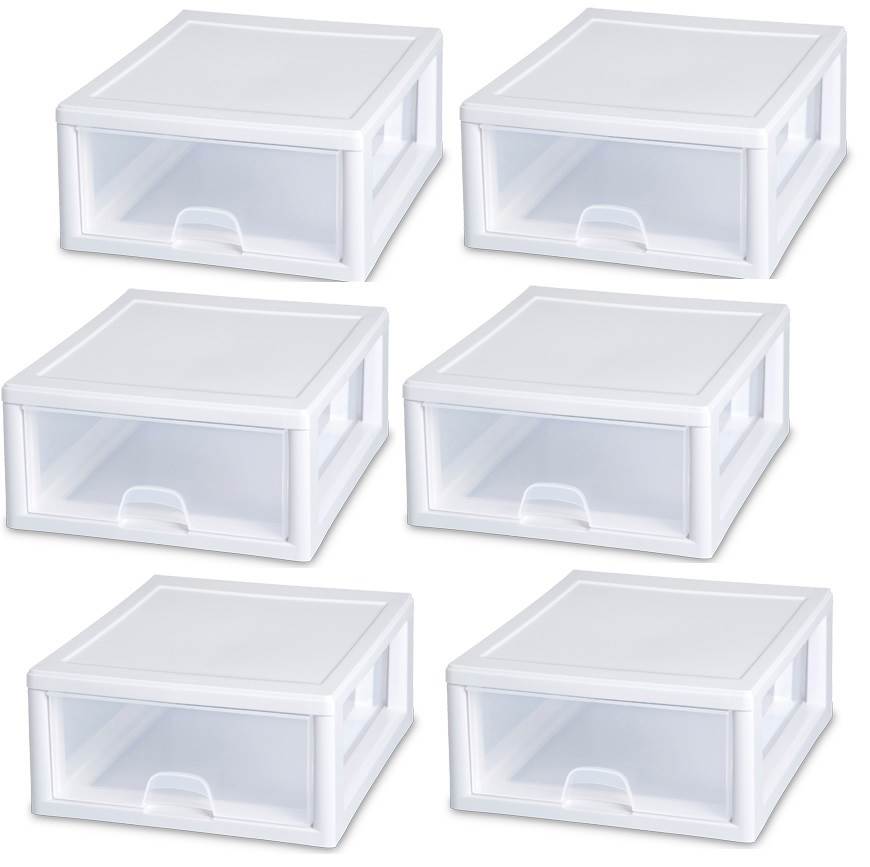 Sterilite 16 Quart Clear Plastic Stacking Storage Drawer Container 