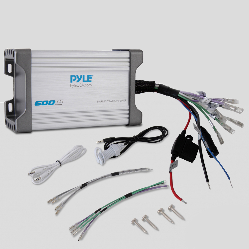 Pyle PLMRMP4A Waterproof 1200 W 4 Channel Marine Power Audio Amplifier ...