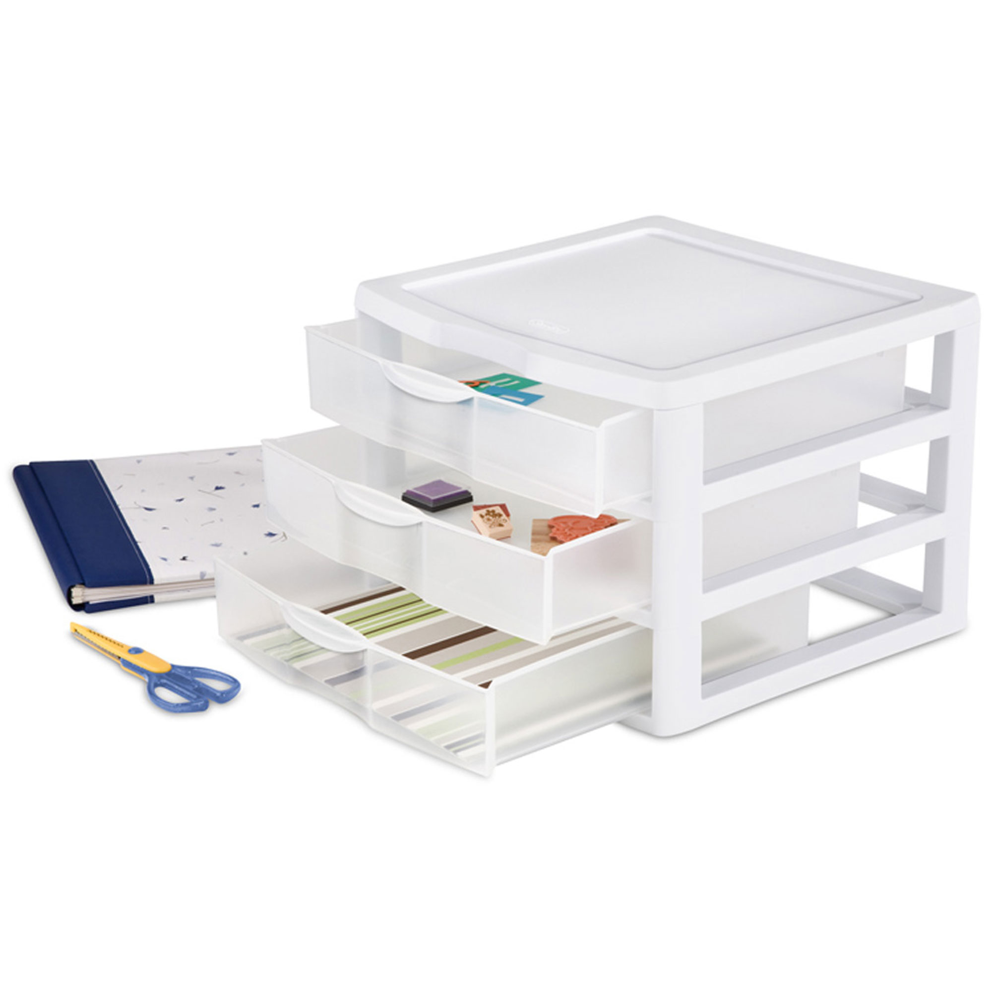 Sterilite Clear Plastic Stackable Small 3Drawer Storage System (3 Pack