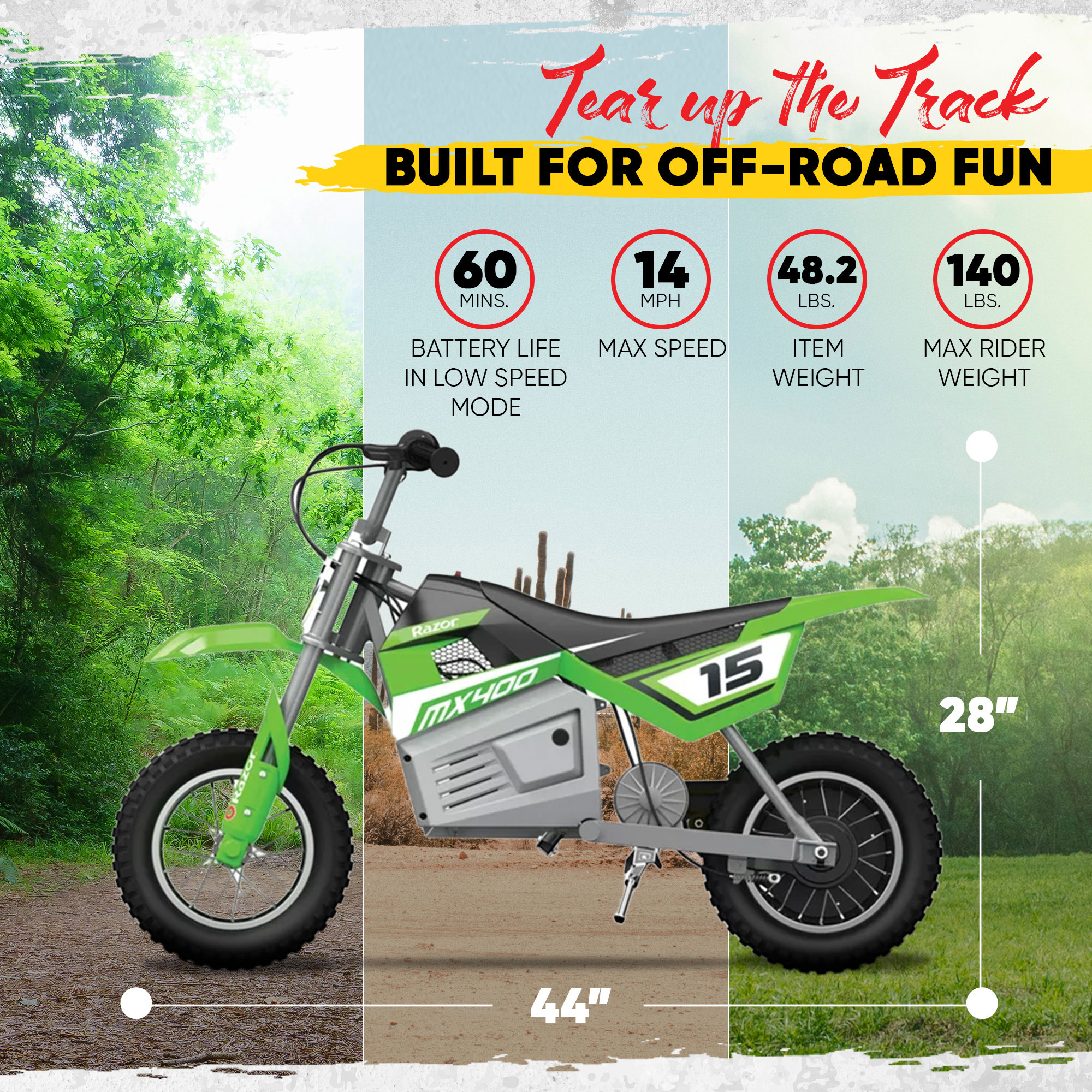 RAZOR MX400 24V Dirt Rocket Electric Motorcycle Bike - 15128030