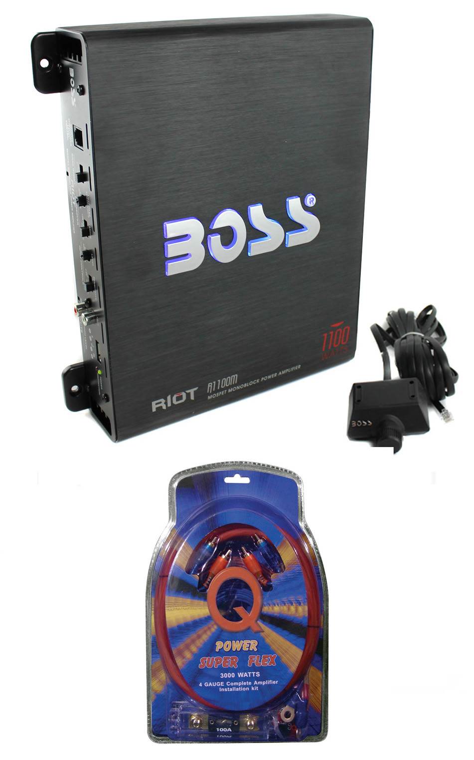 BOSS AUDIO Riot R1100M Mono Car Amp Amplifier plus Sub Bass Remote