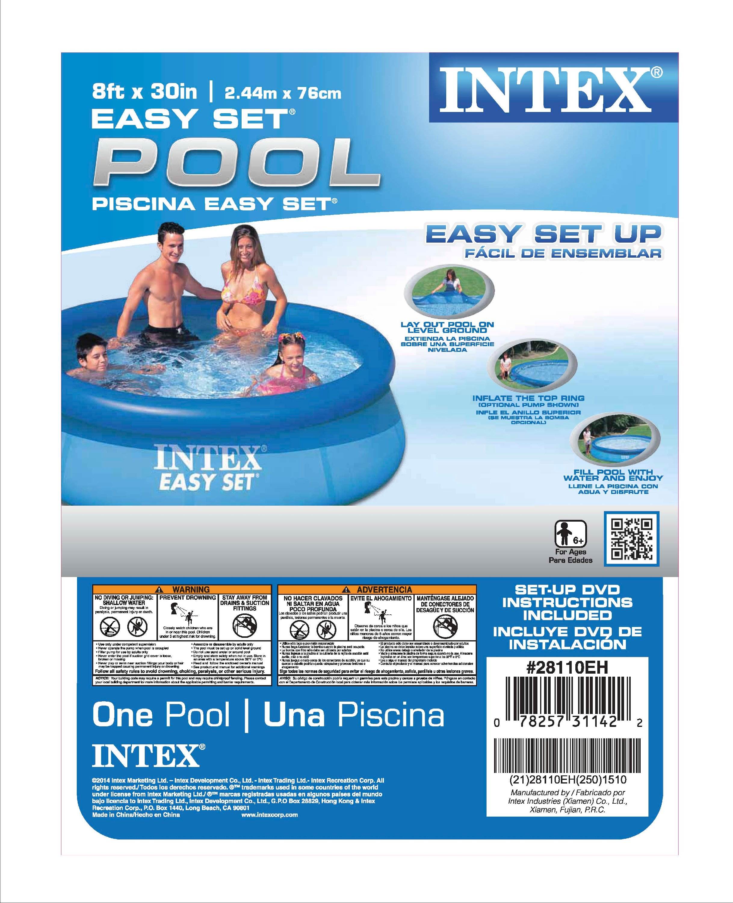 Intex 8 X 30 Easy Set Inflatable Above Ground Swimming Pool 28110e Open Box Ebay
