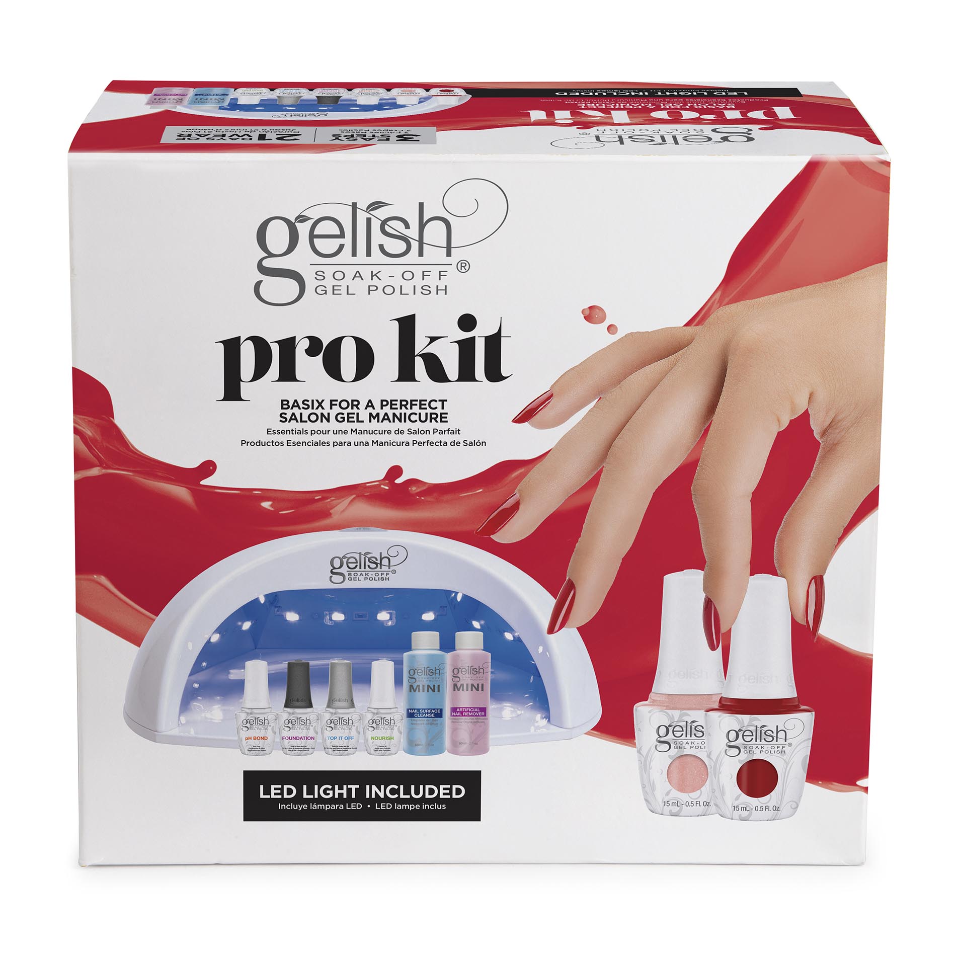 Gelish Pro Kit Salon Professional Gel LED Lamp Soak Off Nail Polish Set