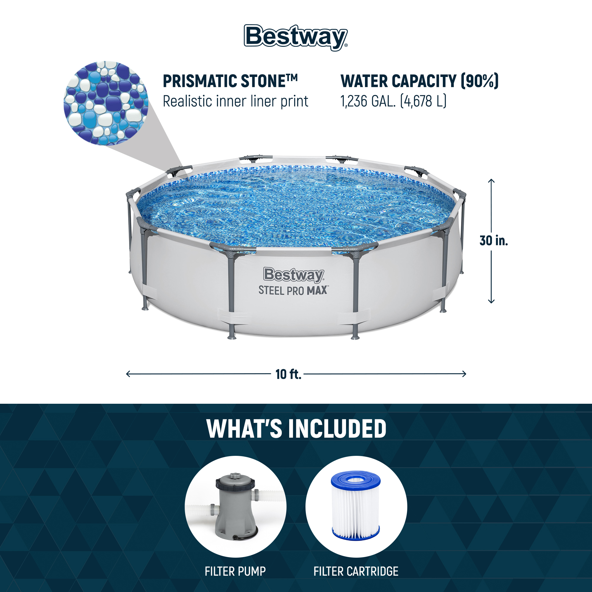 Bestway 10 Feet x 30" Steel Pro Max Round Above Ground Swimming Pool