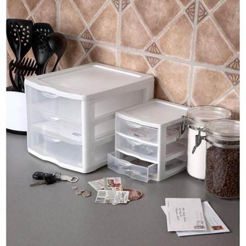 4 Sterilite ClearView Portable 3 Storage Drawer Organizer