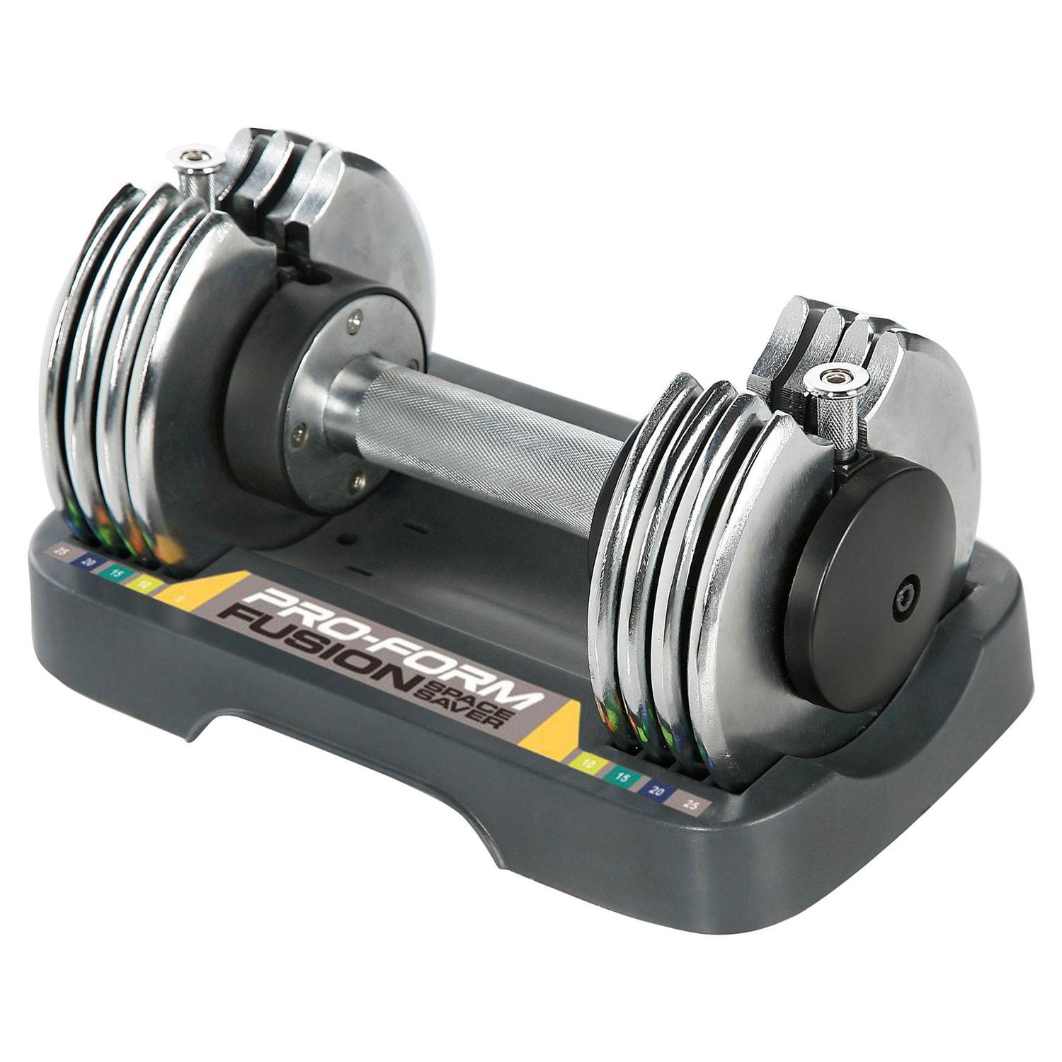 ProForm SpaceSaver Adjustable 25 Pound Dumbbell Weights with Storage ...