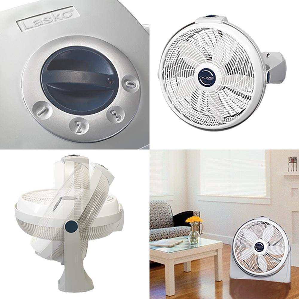 Lasko 20 Inch Cyclone Floor or Wall Mounted Pivoting Fan, White (4 Pack) 842372112604 eBay