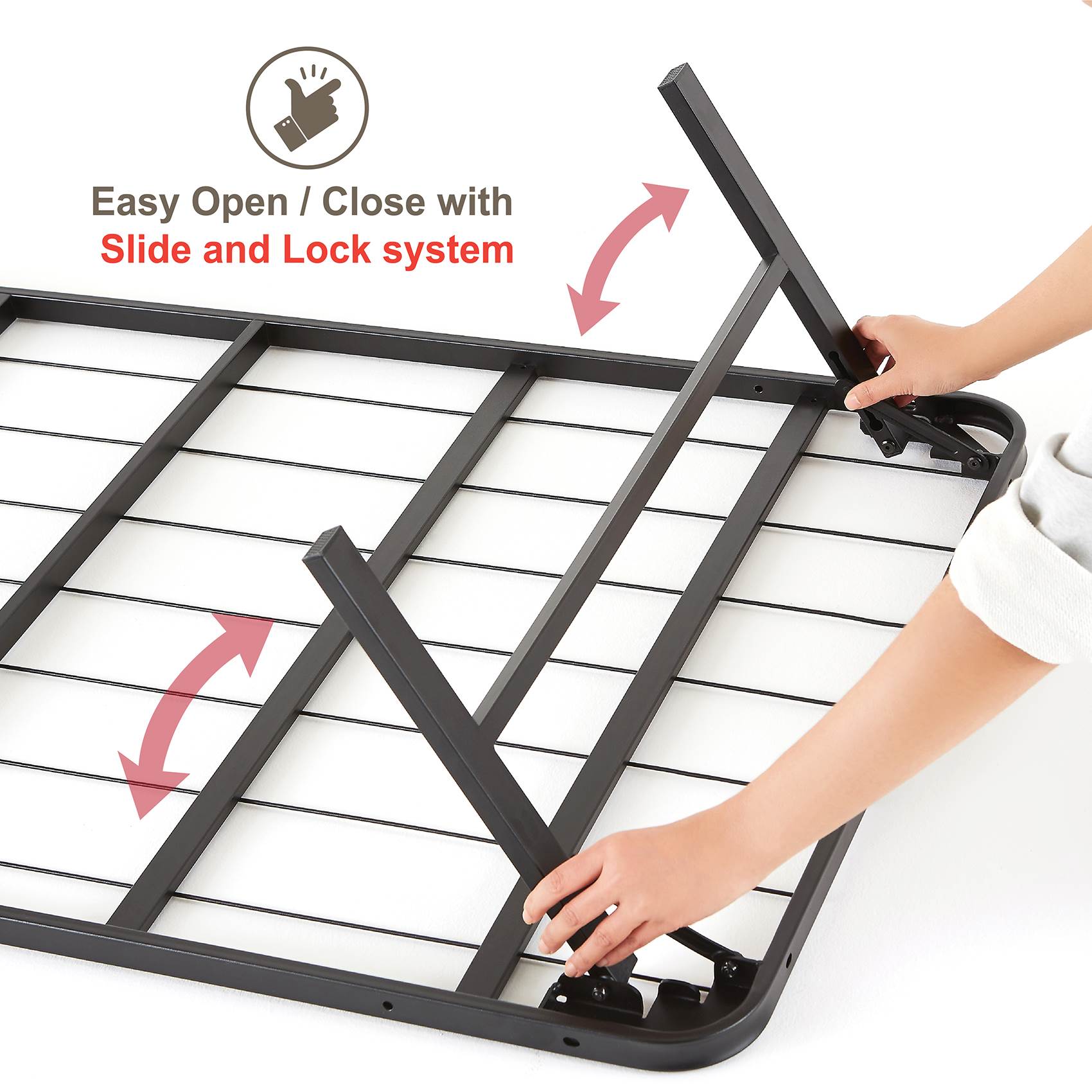 intelliBASE Lightweight Easy Set Up BiFold Platform Queen Metal Bed