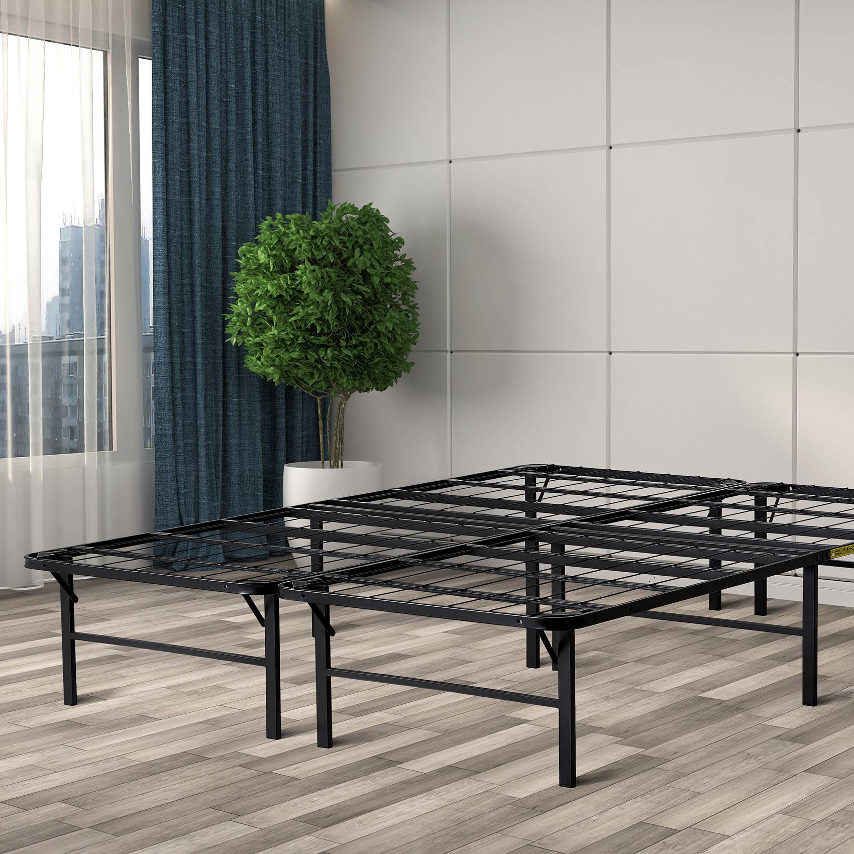 Intellibase Lightweight Easy Set Up Bi Fold Platform Metal Bed Frame King