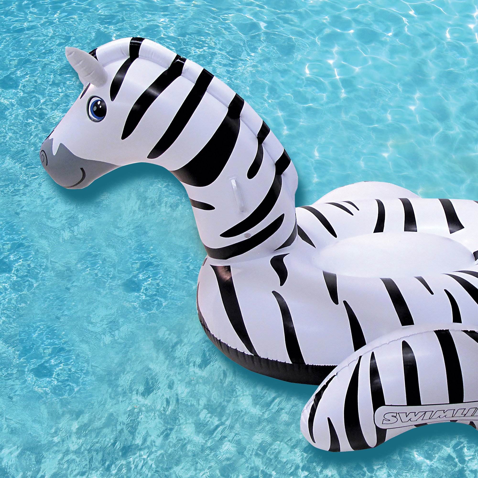 Swimline 90714 Safari Zebra Inflatable Ride On Swimming Pool Float
