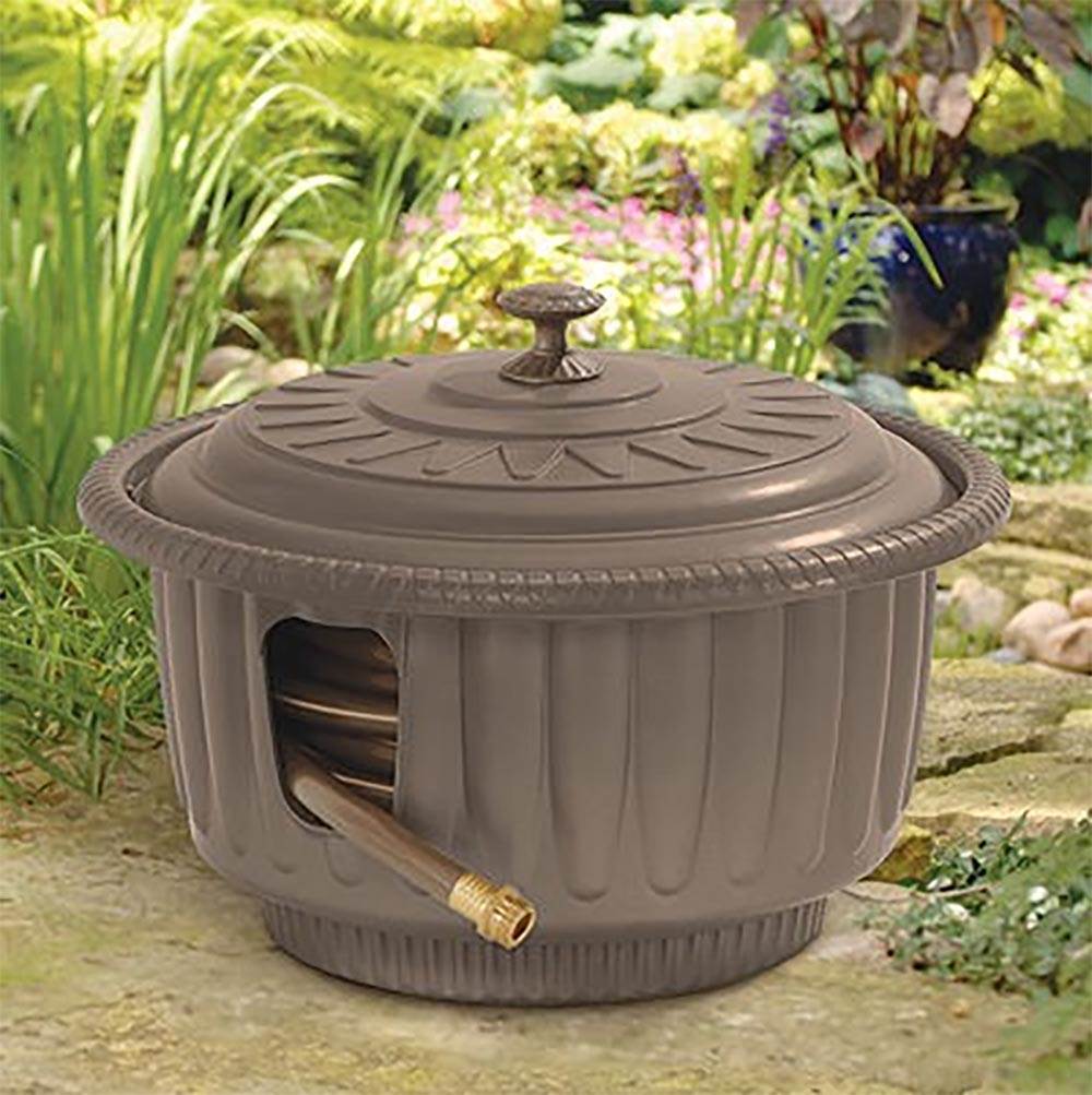 Suncast Hose Hideaway 50 Foot Decorative Planter Water