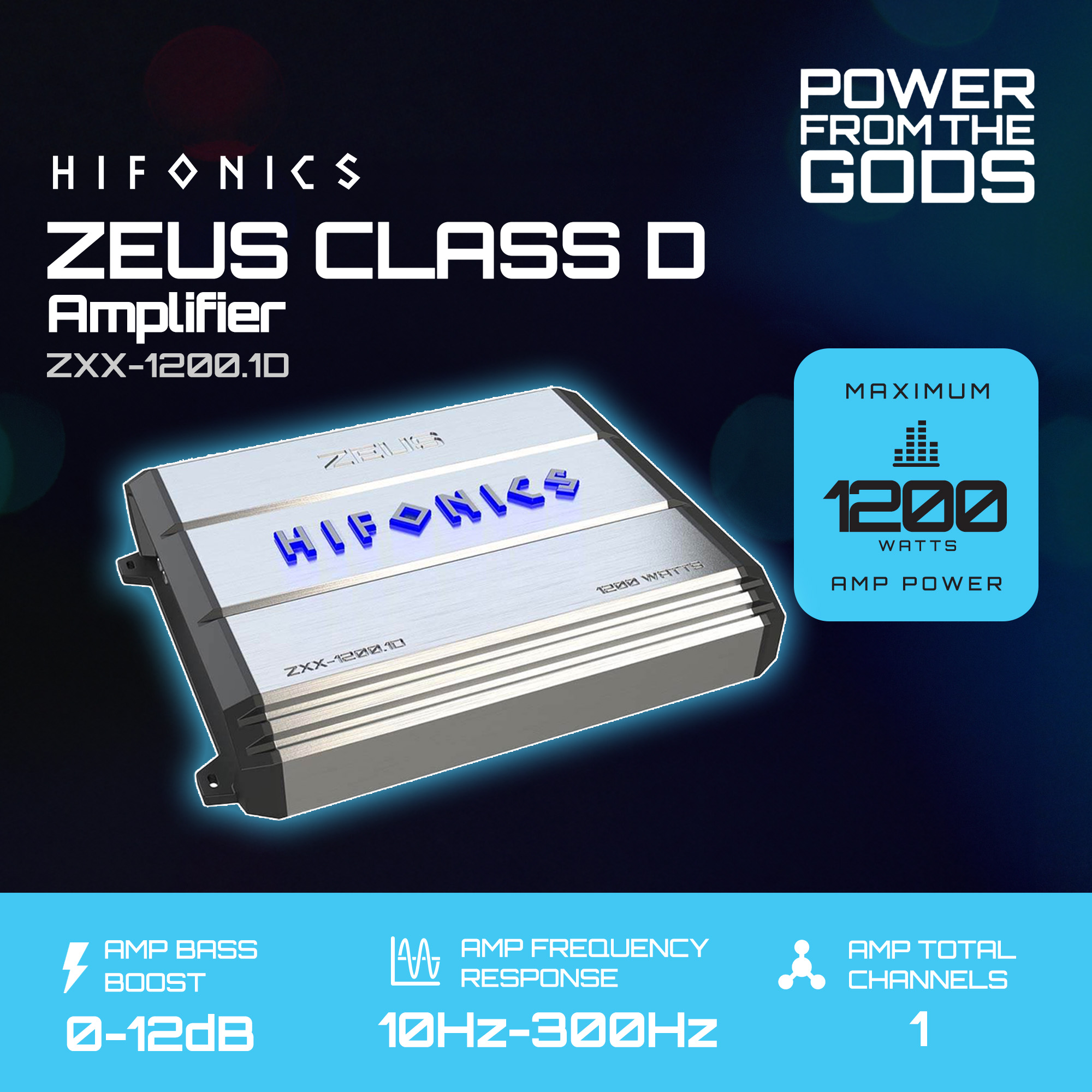 Hifonics Zeus 1200W Max Class D Monoblock Car Audio Amp & Bass