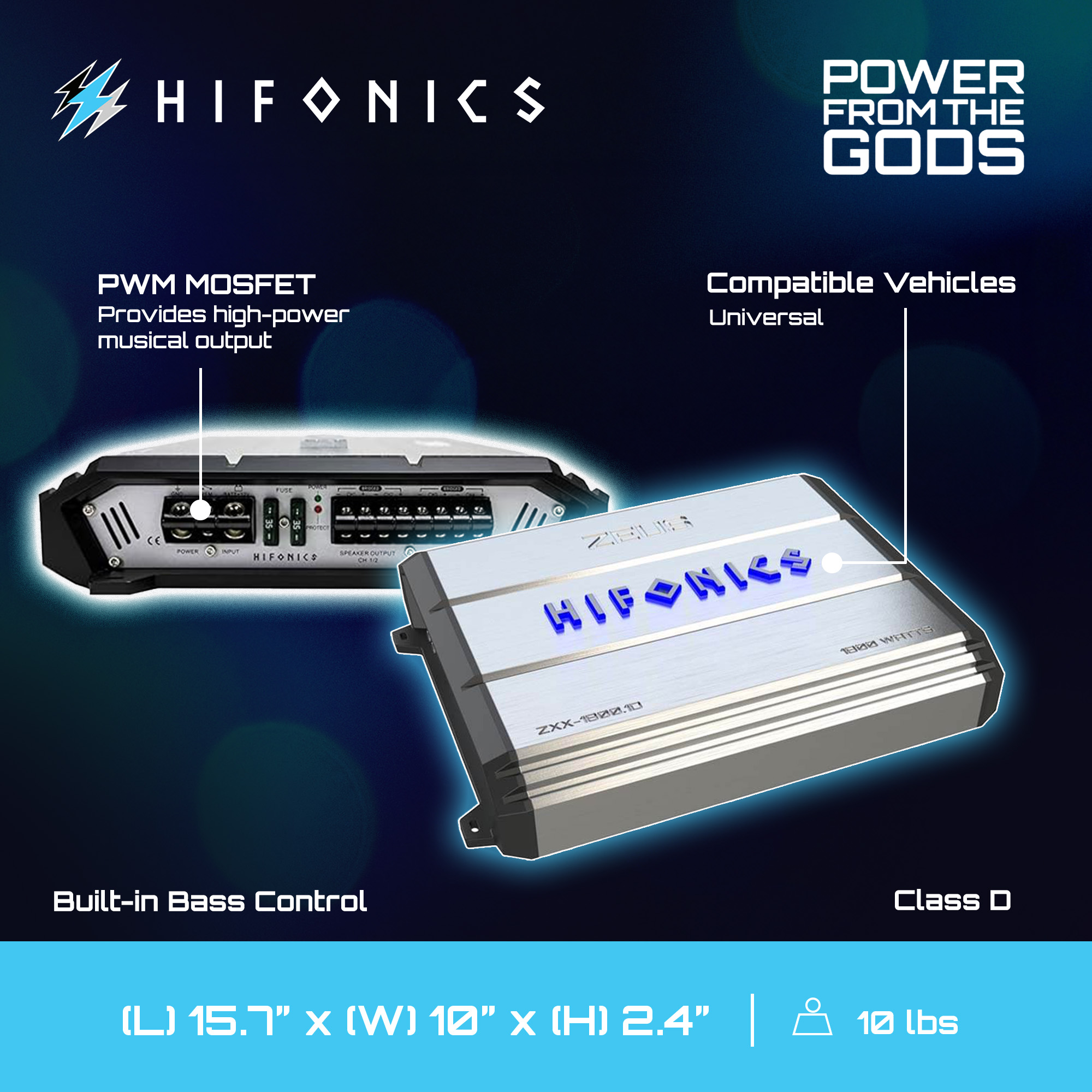 Hifonics Zeus 1800W Max Class D Monoblock Car Audio Amp & Bass