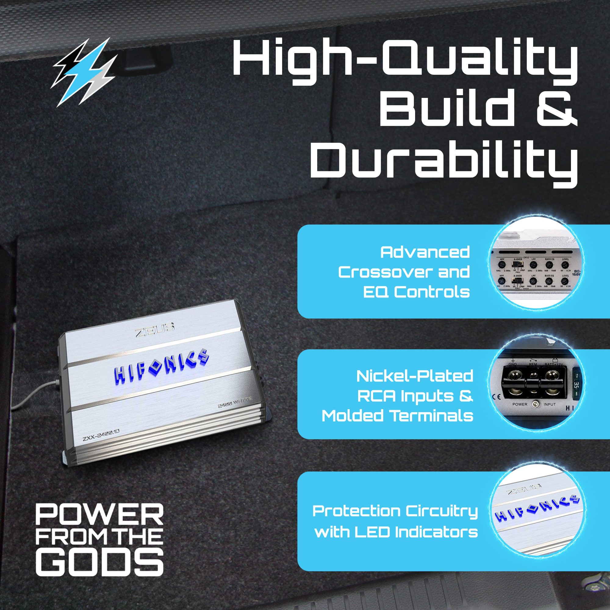 Hifonics Zeus 2400W Max Class D Monoblock Car Audio Amp & Bass