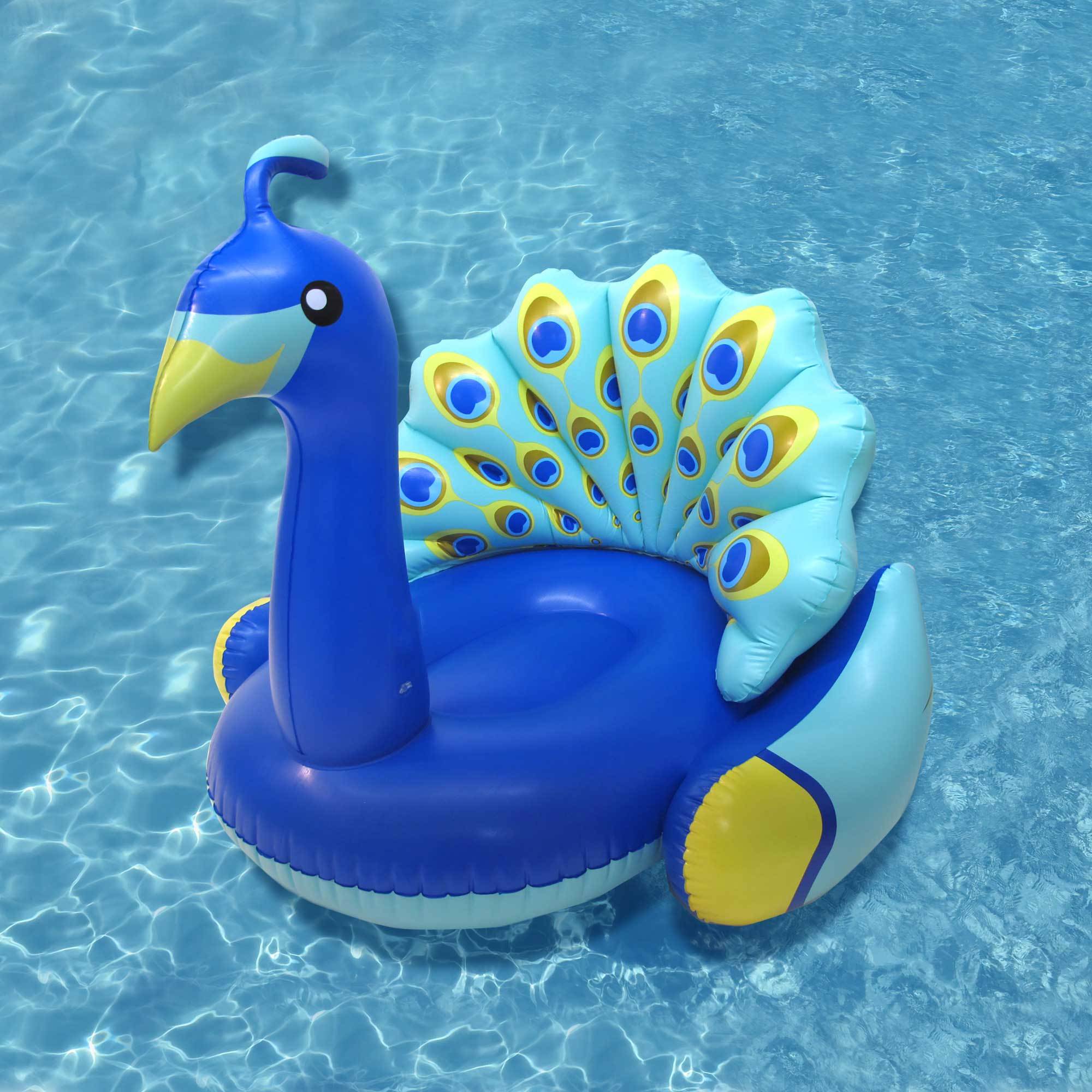Swimline 90705 Inflatable Peacock Giant Swimming Pool Float with Backrest, Blue 723815907059 | eBay