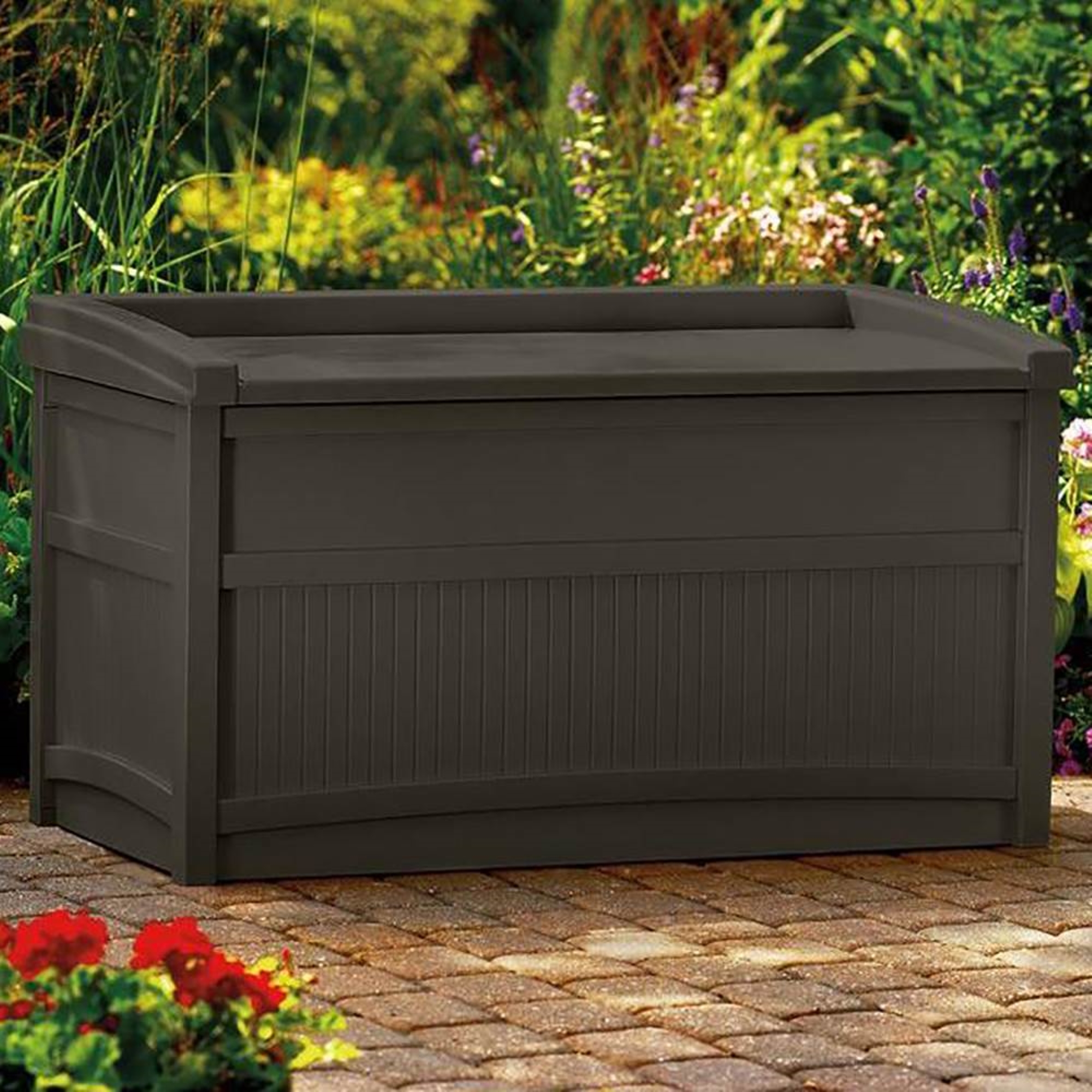 Suncast Db5500j 50 Gallon Outdoor Patio Resin Storage Chest Box With