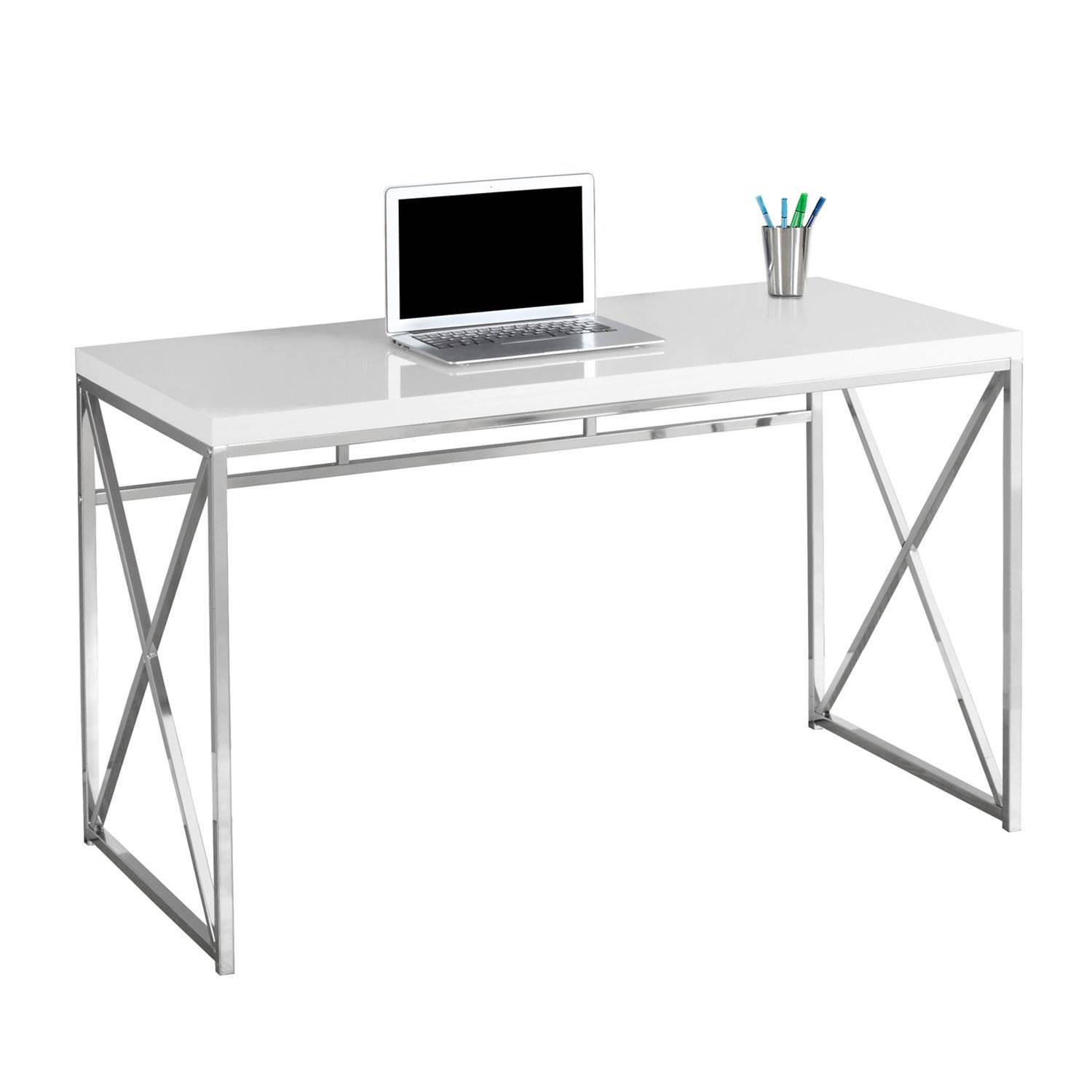 Monarch Specialties 48 Inch Modern Home Office Computer Desk Glossy White 878218005908 Ebay