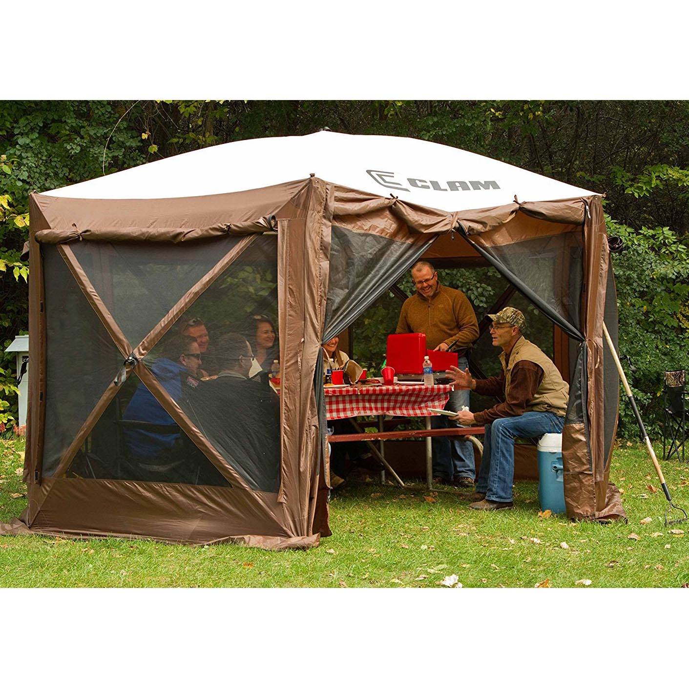 QuickSet 12.5 ft. Pavilion Portable Outdoor Gazebo Canopy Shelter Screen, Brown 719921098828 eBay