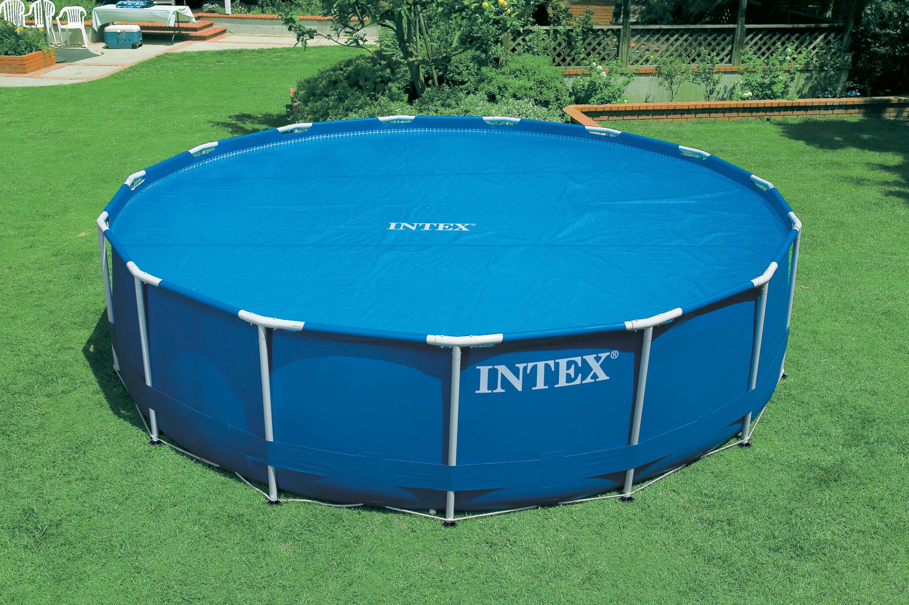 Intex 18 Foot Round Easy Set Blue Solar Cover for Swimming