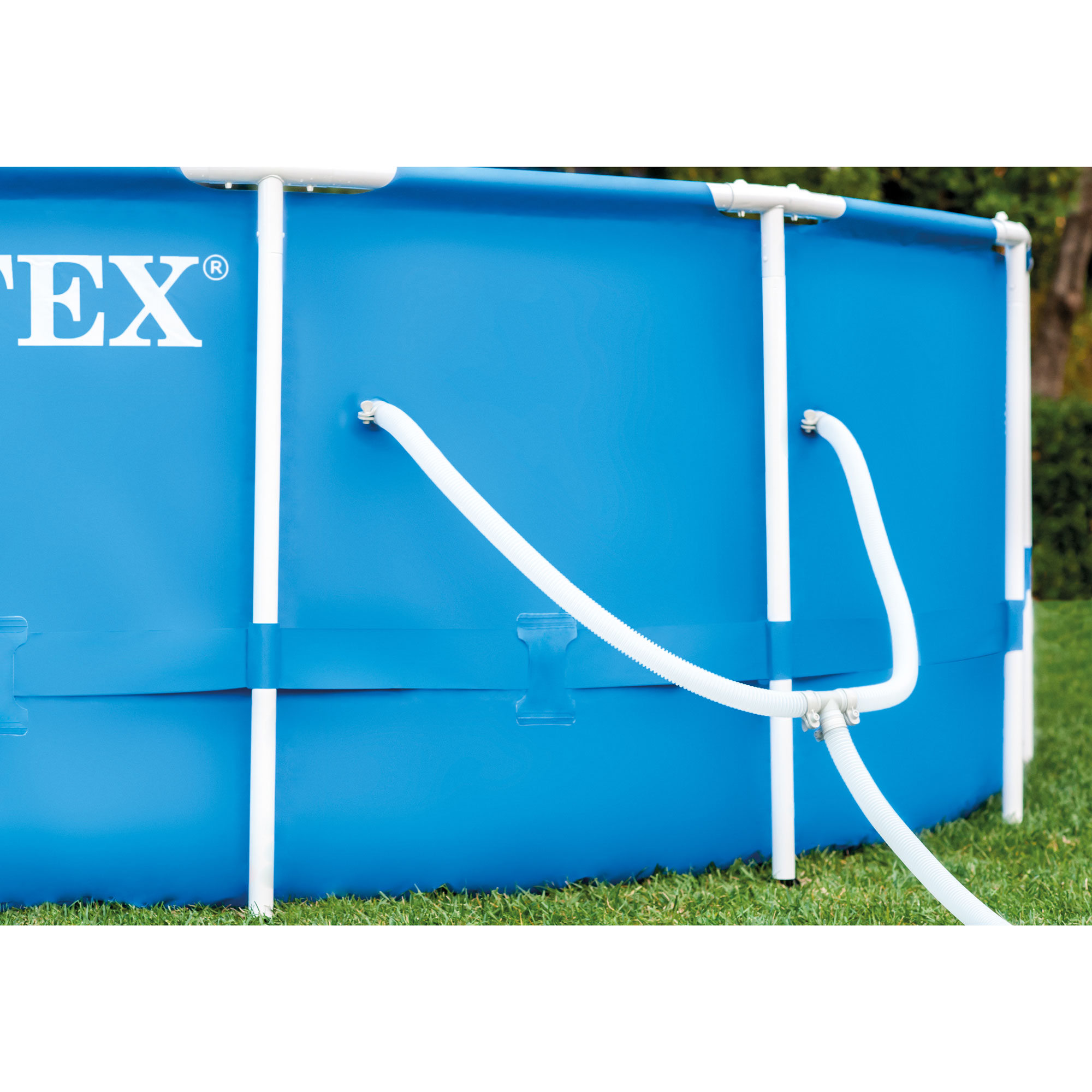 Intex 18ft x 48in Prism Metal Frame Above Ground Swimming Pool, Pump