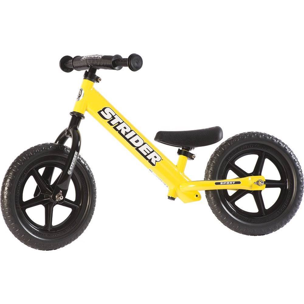 Strider 12 Sport Toddler Kids No Pedal Learning Balance Bike, Yellow