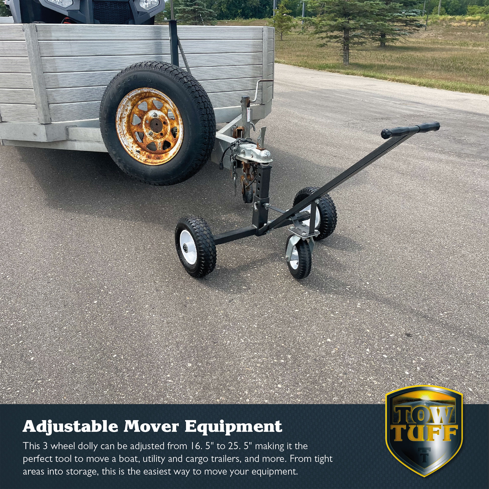 Abschlepptuff TMD-800C verstellbarer massiver Stahl 800 Pfund Kapazität Anhänger Dolly mit Rolle - Bild 5 von 11