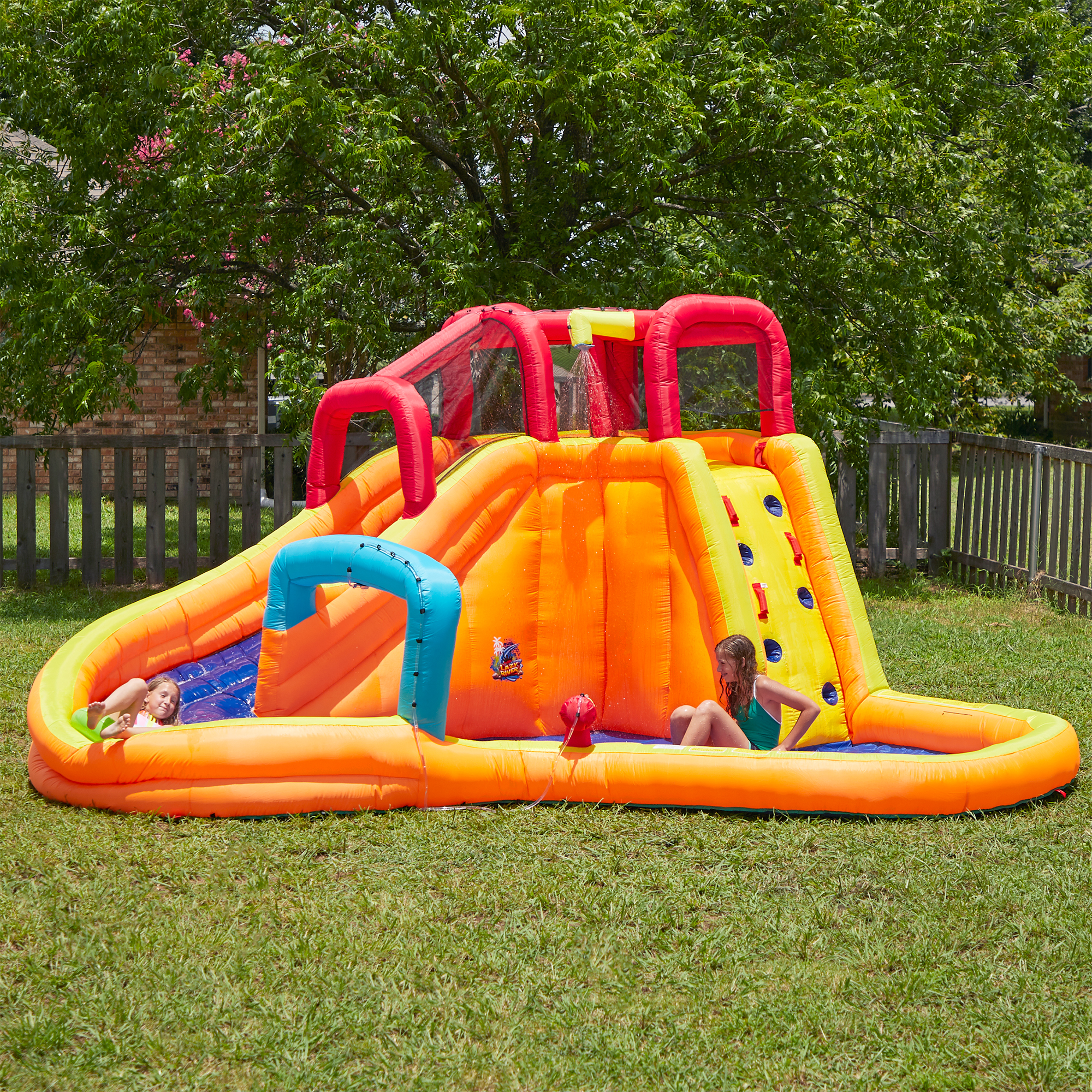 banzai inflatable outdoor lazy river adventure water park slide & pool