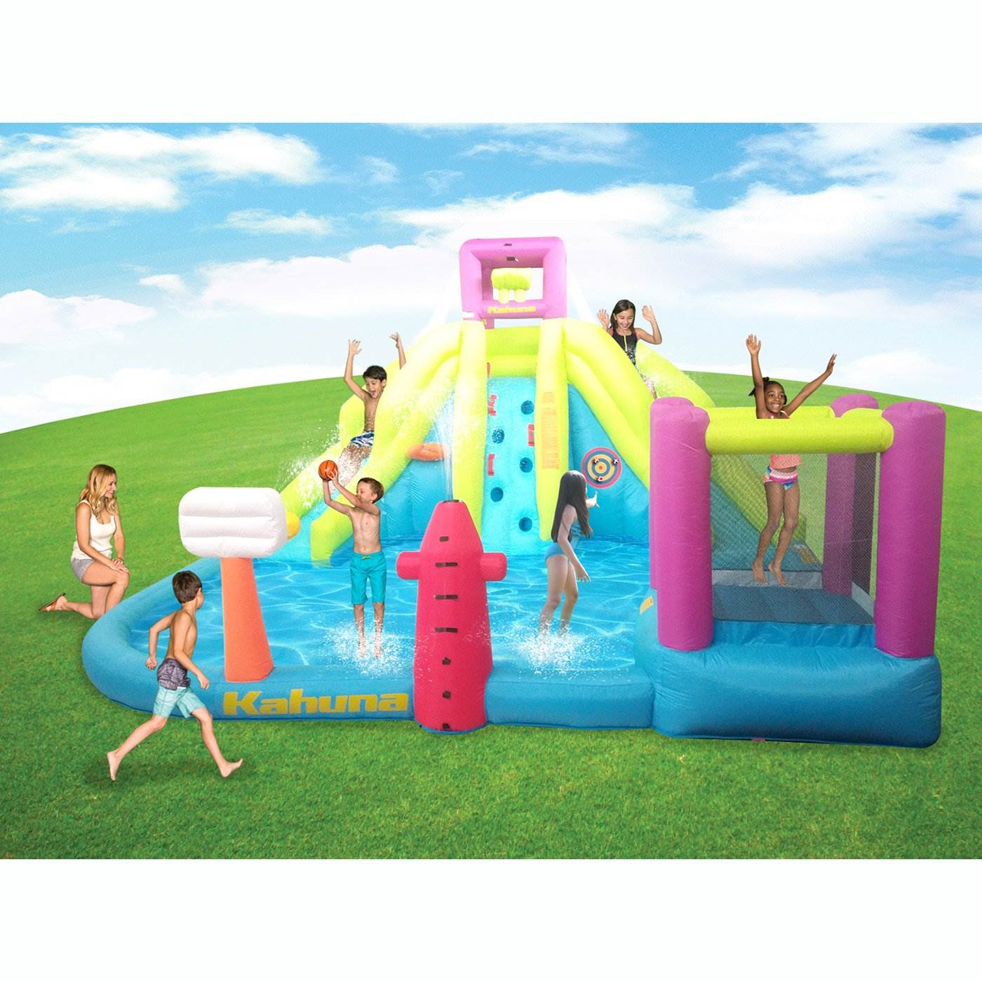 twin peaks kids inflatable splash pool backyard water slide park