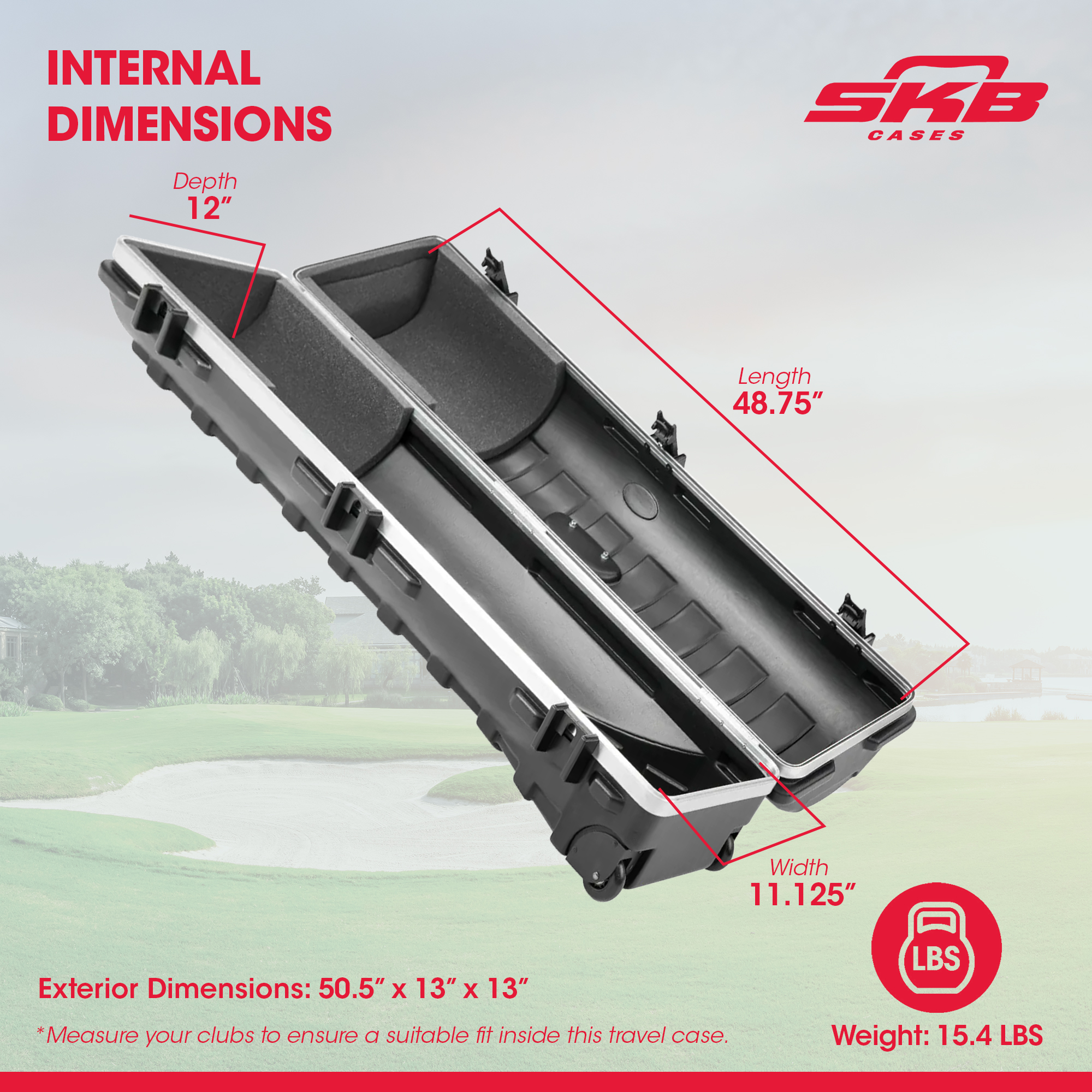 SKB Cases ATA Standard Hard Shell Plastic Wheeled Golf Bag Travel